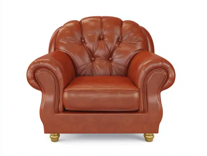 Sillón de piel-Piel natural-91x88x84 cm-Marrón cuero-Estilo clásico capitoné para salón-Casauploft