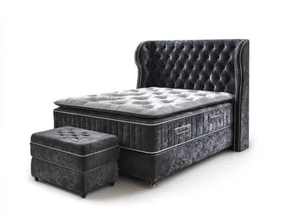 Camas dobles-terciopelo-madera-200x160x125 cm-Gris oscuro-estilo elegante-Casauploft