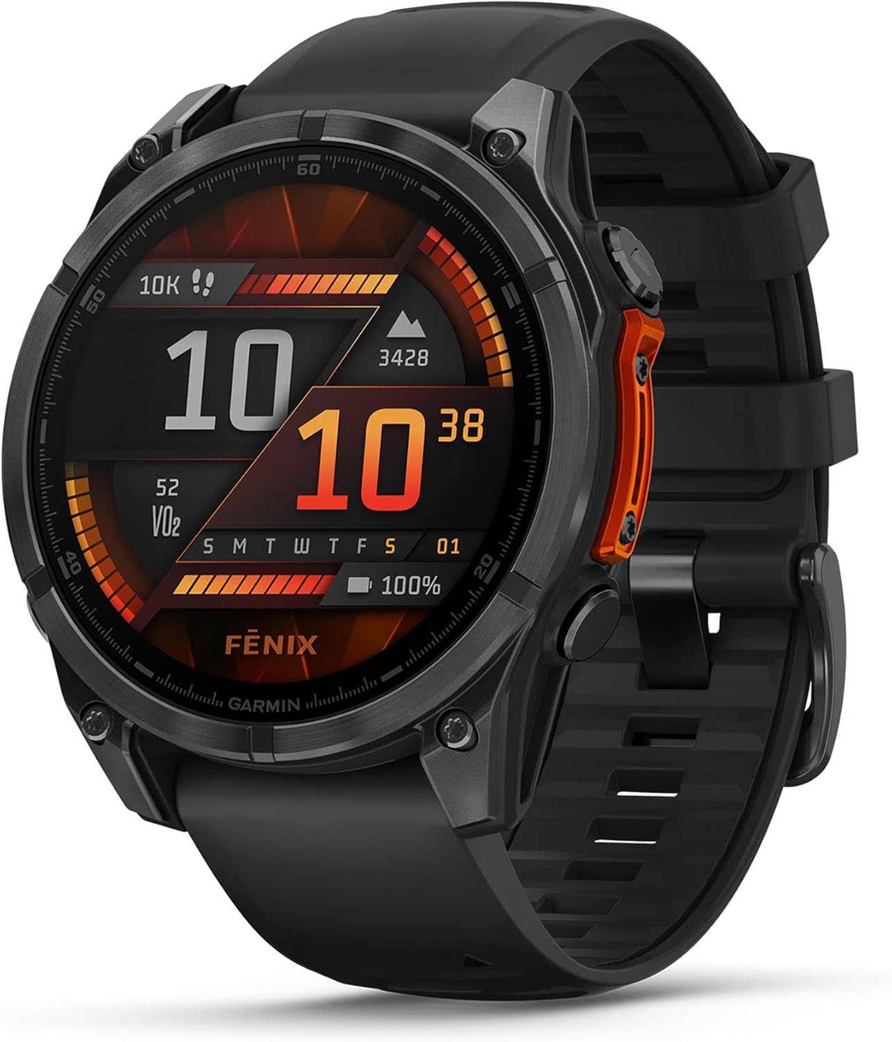 Garmin fenix 8 Multisport-Smartwatch 47mm mit GPS, 1,4 Zoll AMOLED Touch- & Tastendisplay, bis zu 16 Tage Akkulaufzeit, 80 Sport-Apps, TOPO-Karten, EKG, Musik, Telefonie, Taschenlampe-Pineuppad