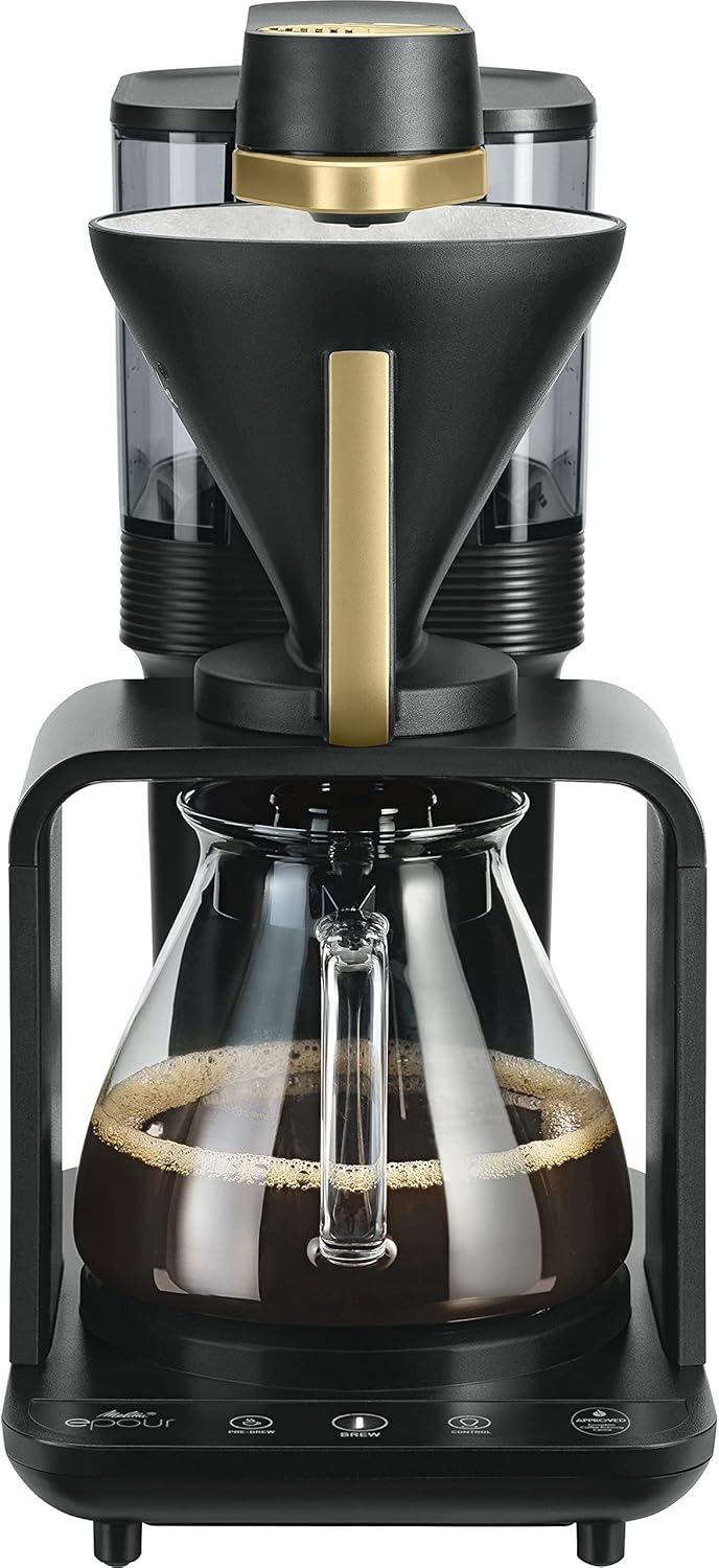 Filterkaffeemaschine für Filterkaffee 1 L Schwarz Gold - Präzise Brühtechnologie - Modernes Design - 35.9 x 16.7 x 35.7 cm-Pineuppad