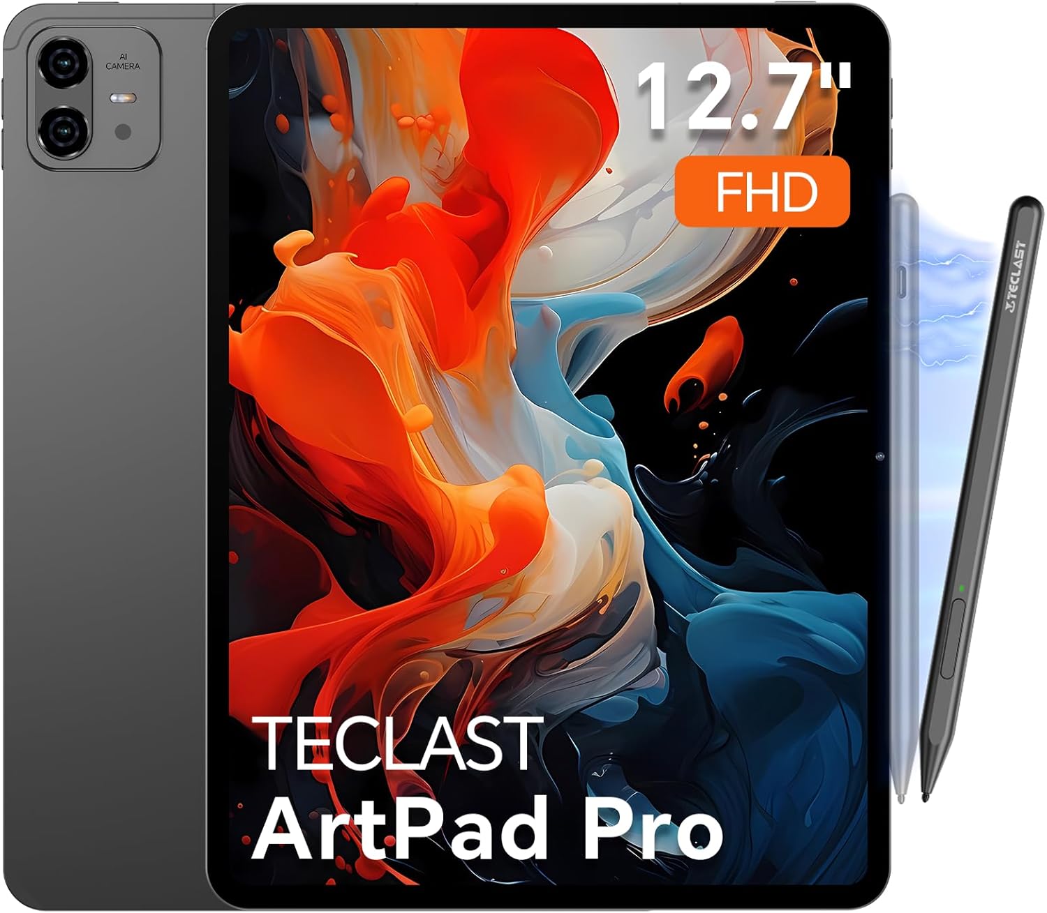 TECLAST Artpad Pro Tablet 12,7 Zoll Android 15 20 GB RAM 256 GB Speicher Helio G99 LTE Widevine L1 10000 mAh Stift Grau-Pineuppad