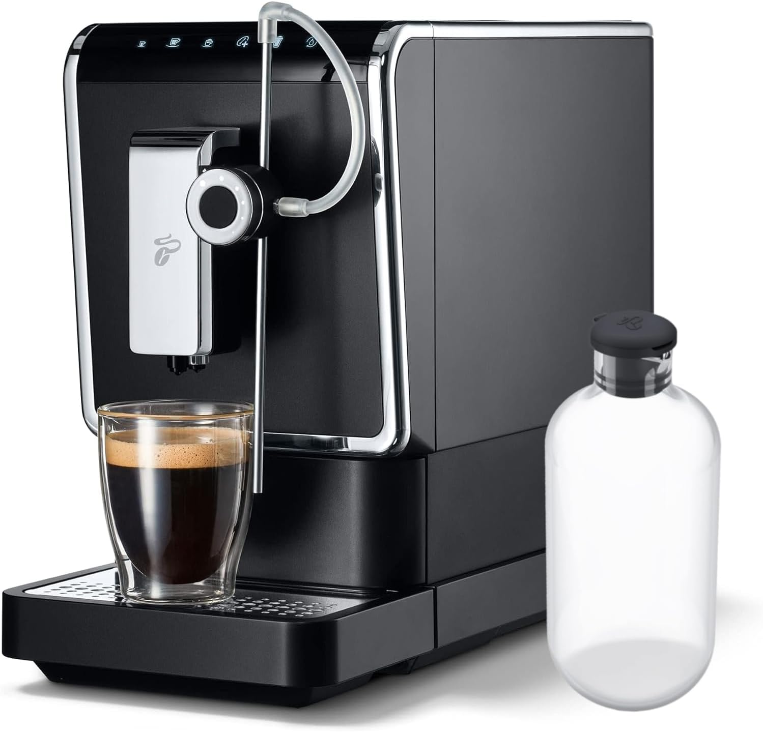 Tchibo Kaffeevollautomat Esperto Pro mit Milchkaraffe 1.1L Wassertank Anthrazit – Caffe Crema Espresso und Milchspezialitäten auf Knopfdruck-Pineuppad