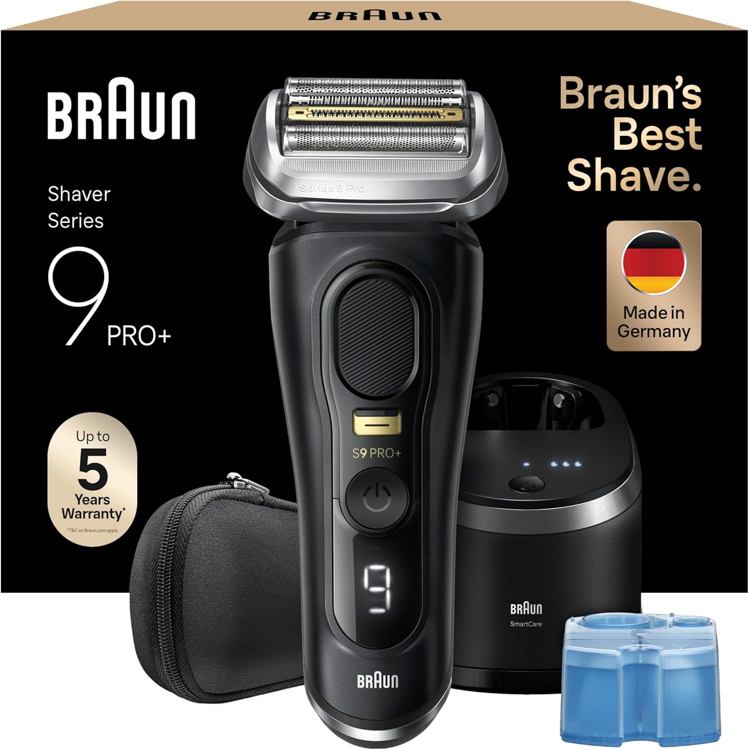 Braun Series 9 Pro Elektrischer Rasierer Herren mit 5 Pro Rasierelementen Precision ProTrimmer Reinigungsstation Wet und Dry Modell 9560cc schwarz-Pineuppad