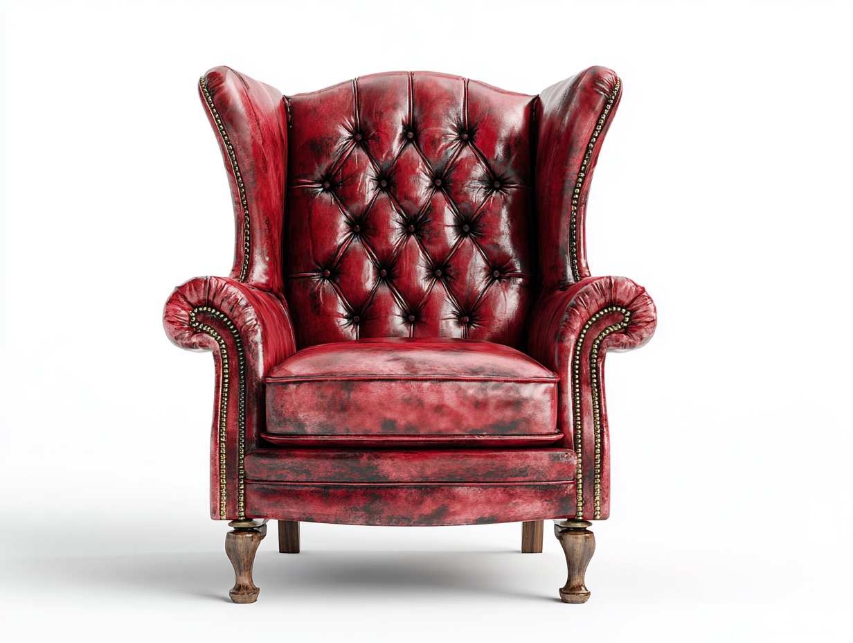 Ohrensessel Lederoptik 85x90x105 cm - Rot - klassisches Design für Wohnbereich-Pineuppad