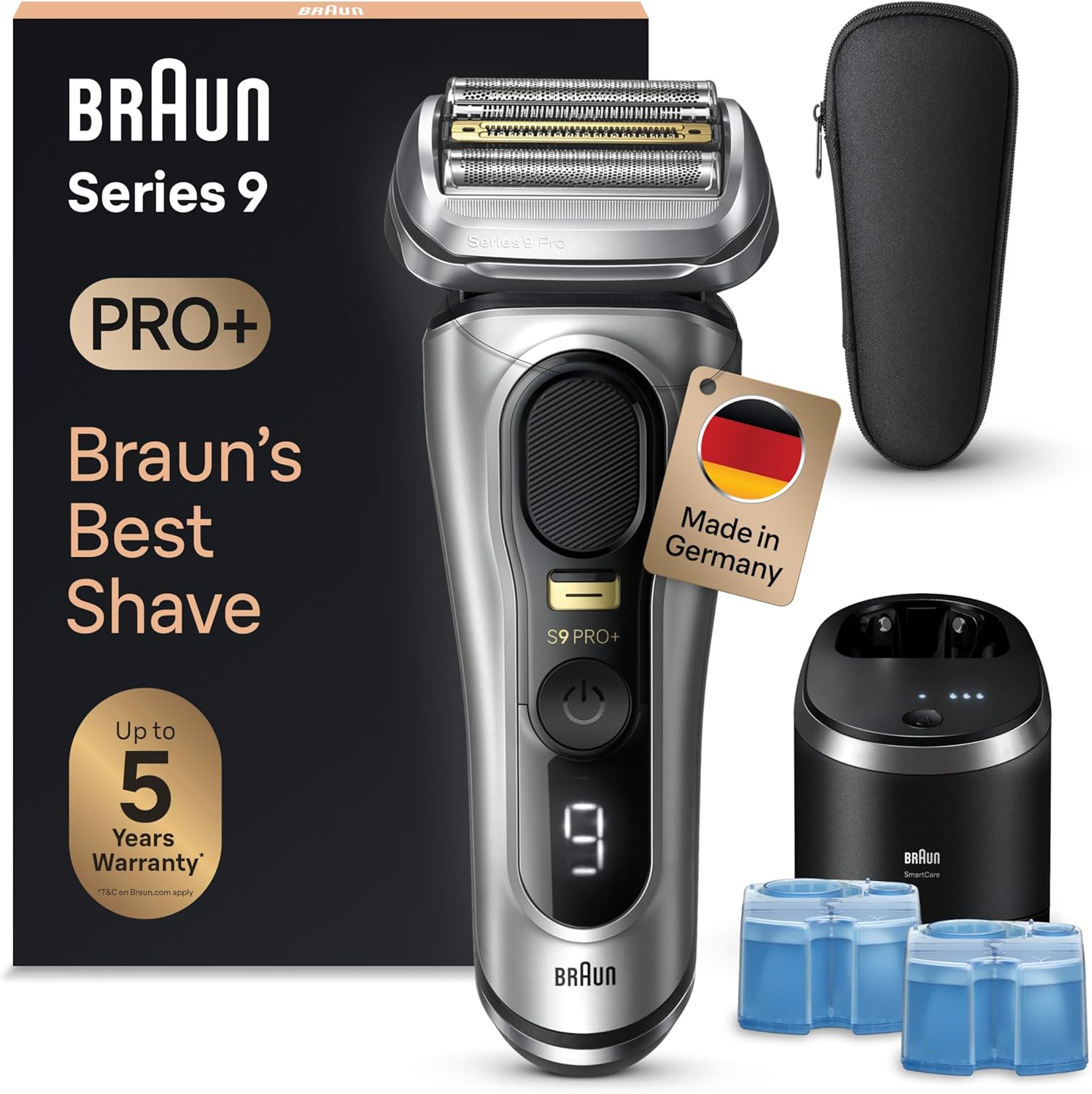 Braun Series 9 Pro Elektrorasierer Herren 51 Präzisionsklingen Precision ProTrimmer Reinigungsstation Modell 9567cc Silber Made in Germany-Pineuppad