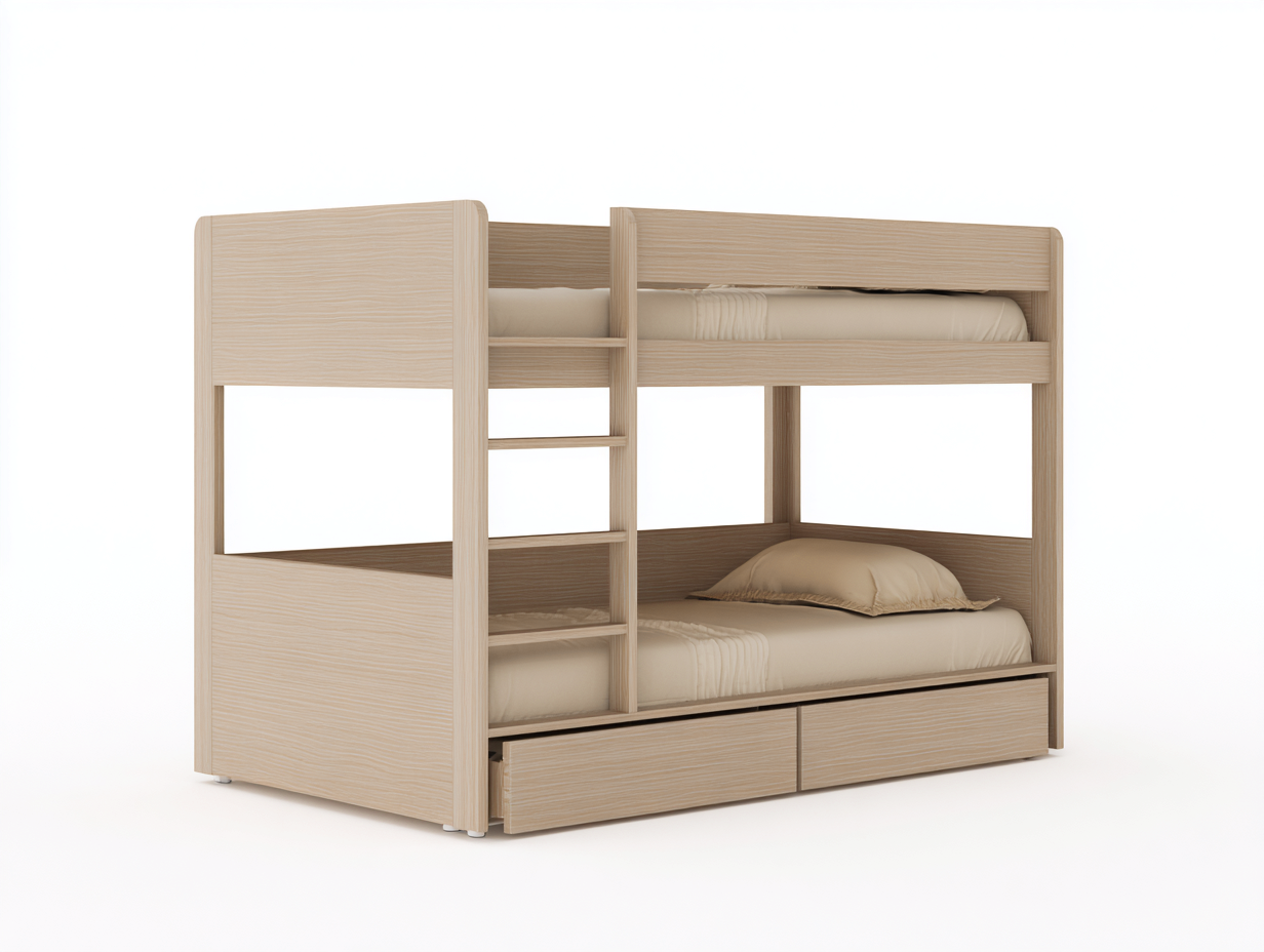 Etagenbetten Holzoptik 200x100x165 cm - Braun - funktionales Design mit Stauraum für Kinder- und Jugendzimmer-Pineuppad
