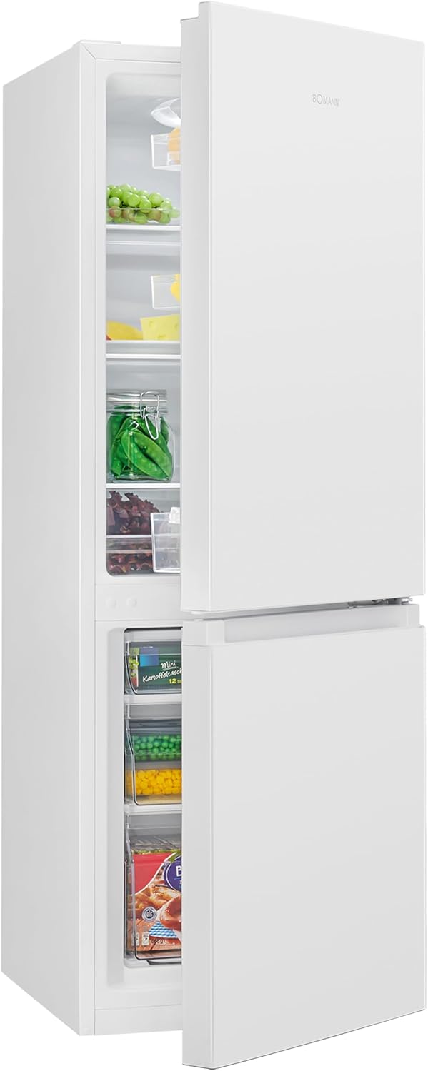 Kühl Gefrierkombination 175 L - Gefrierfach unten - 56,2 x 49,5 x 143 cm - Weiß - Freistehender Kühlschrank leise 39 dB wechselbarer Türanschlag-Pineuppad