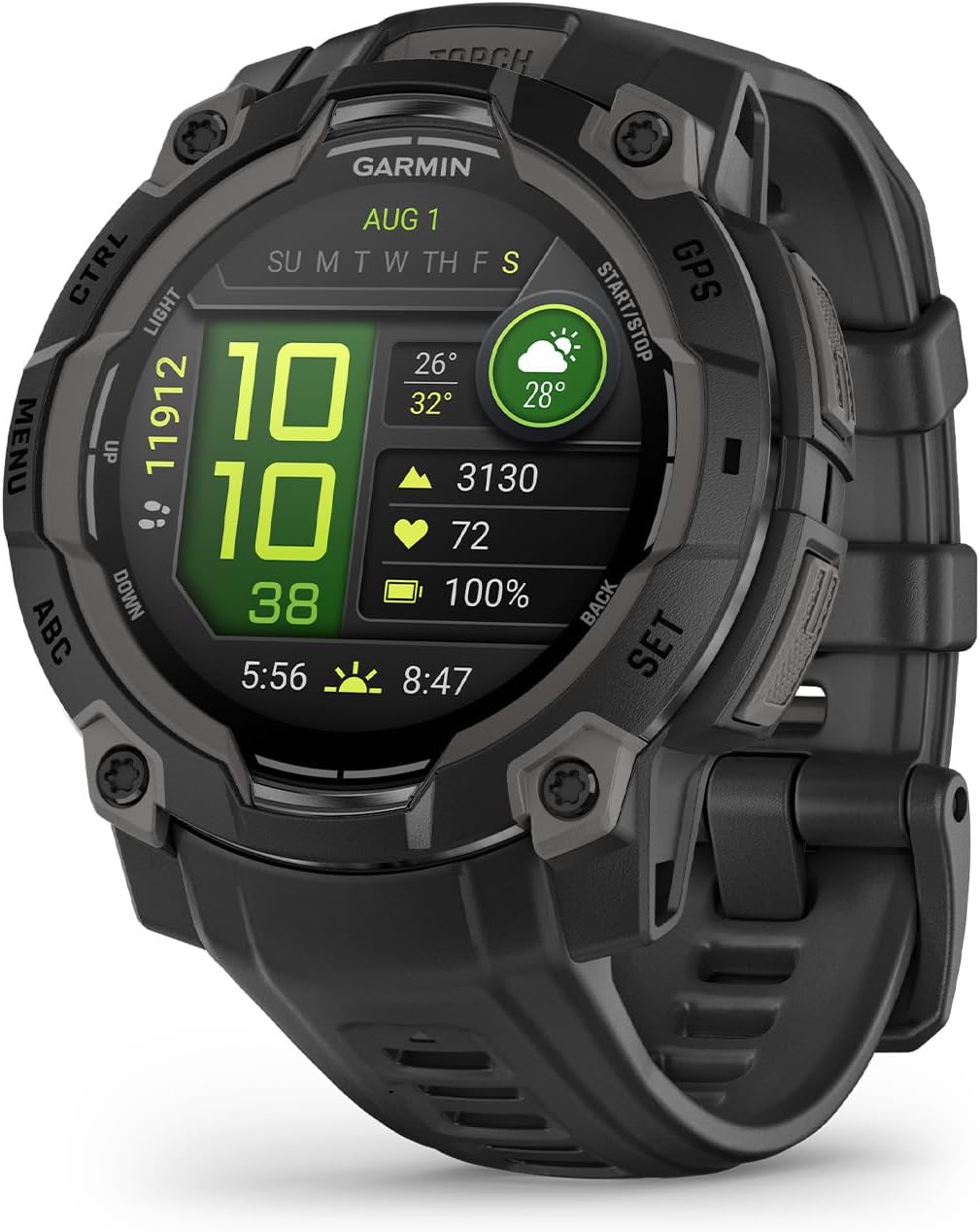 Garmin Instinct 3 Multisport-Smartwatch 45mm mit GPS, 1,2 Zoll AMOLED Display, bis zu 18 Tage Akkulaufzeit, 80 Sport-Apps, Health Coach, Multi-Satellitenempfang, LED-Taschenlampe, Smart Notifications-Pineuppad