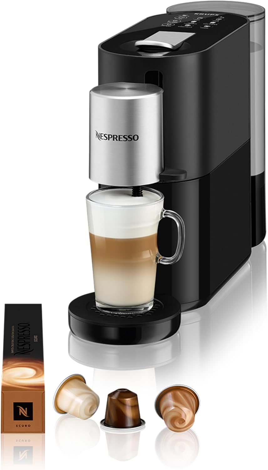 Kapsel Kaffeemaschine 19 Bar Milchaufschäumer 1 L – Schwarz Silber – Espresso und Cappuccino Maschine 11,9 x 43,4 x 27,9 cm-Pineuppad