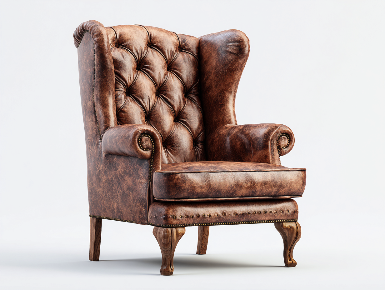 Ohrensessel Stoffbezug Lederoptik 92x88x108 cm - Braun - klassisches Design für Wohnzimmer-Pineuppad