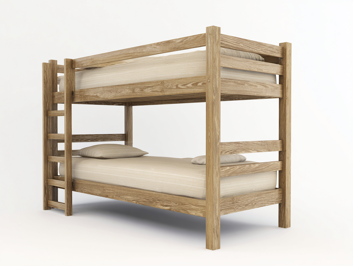 Etagenbett Massivholz 200x90x165 cm - Natur - Zeitloses Design für das Schlafzimmer-Pineuppad