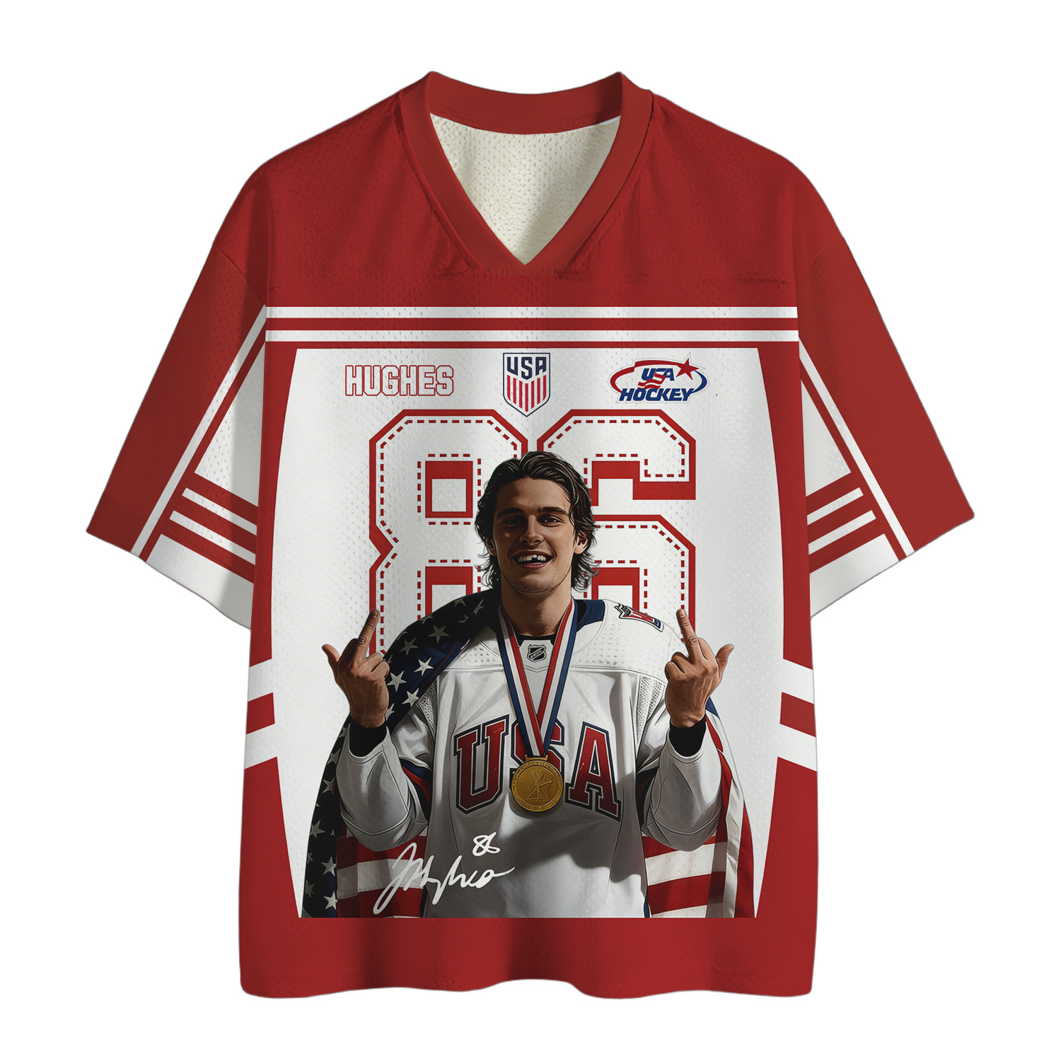 Jack Hughes Hockey Champion Vintage Mesh Jersey