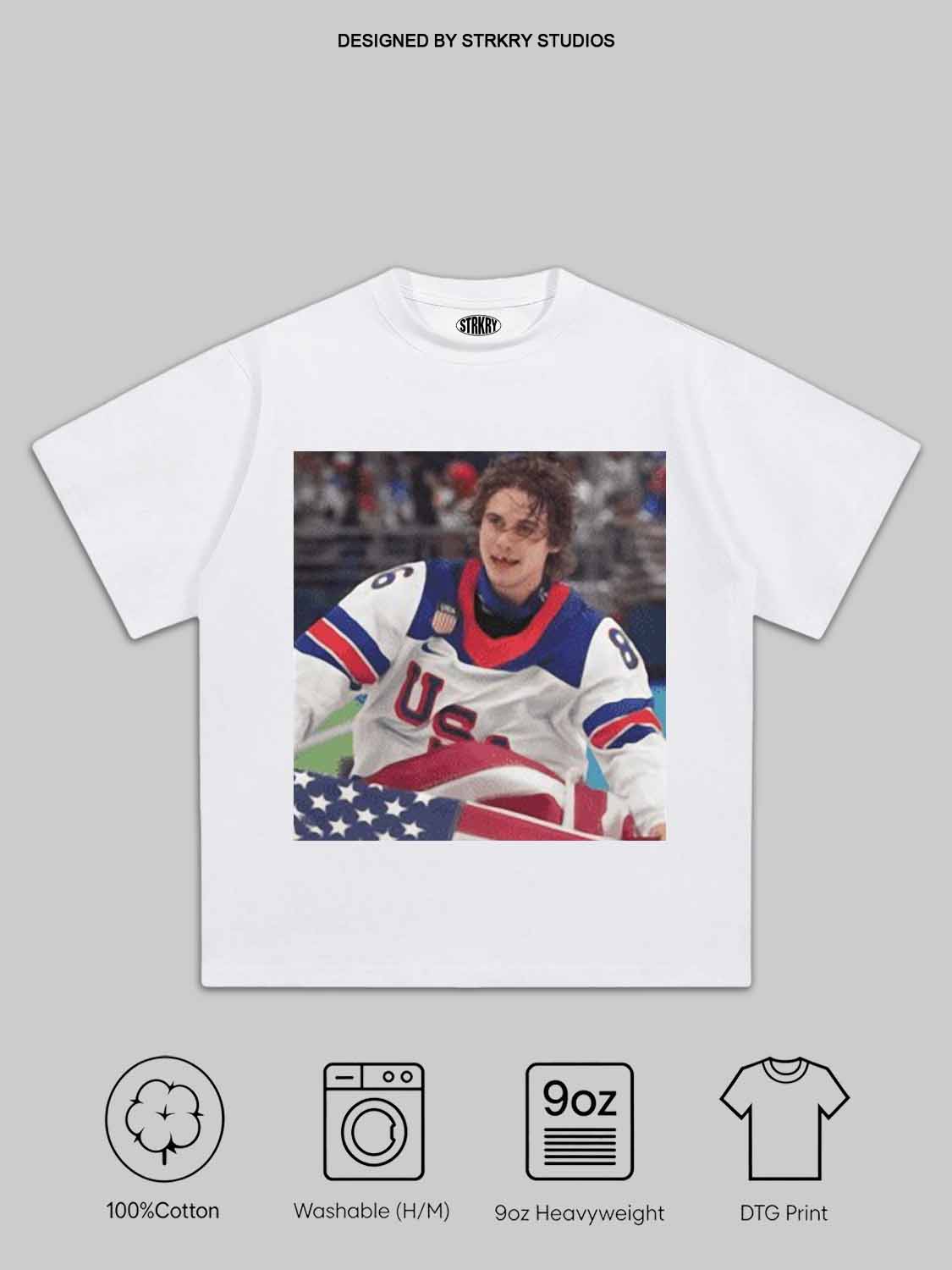 Jack Hughes middle finger TEE