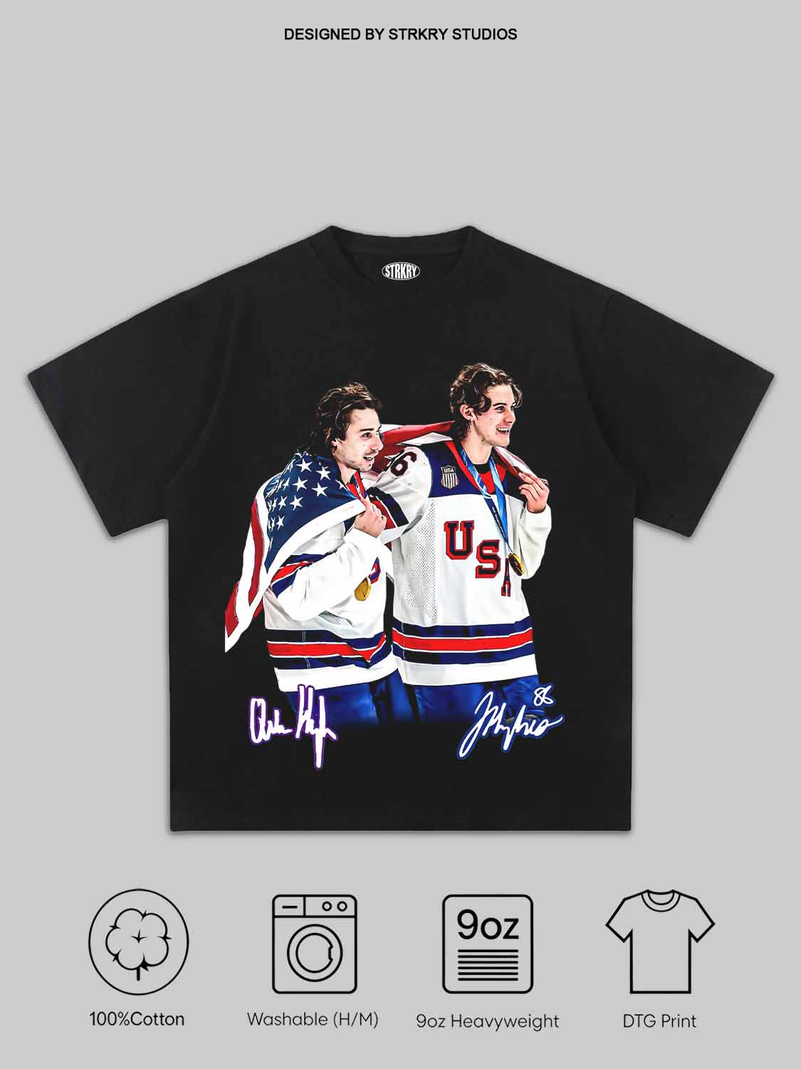 USA Gold Medal Hockey Champion Jack Hughes Quinn Hughes Tee