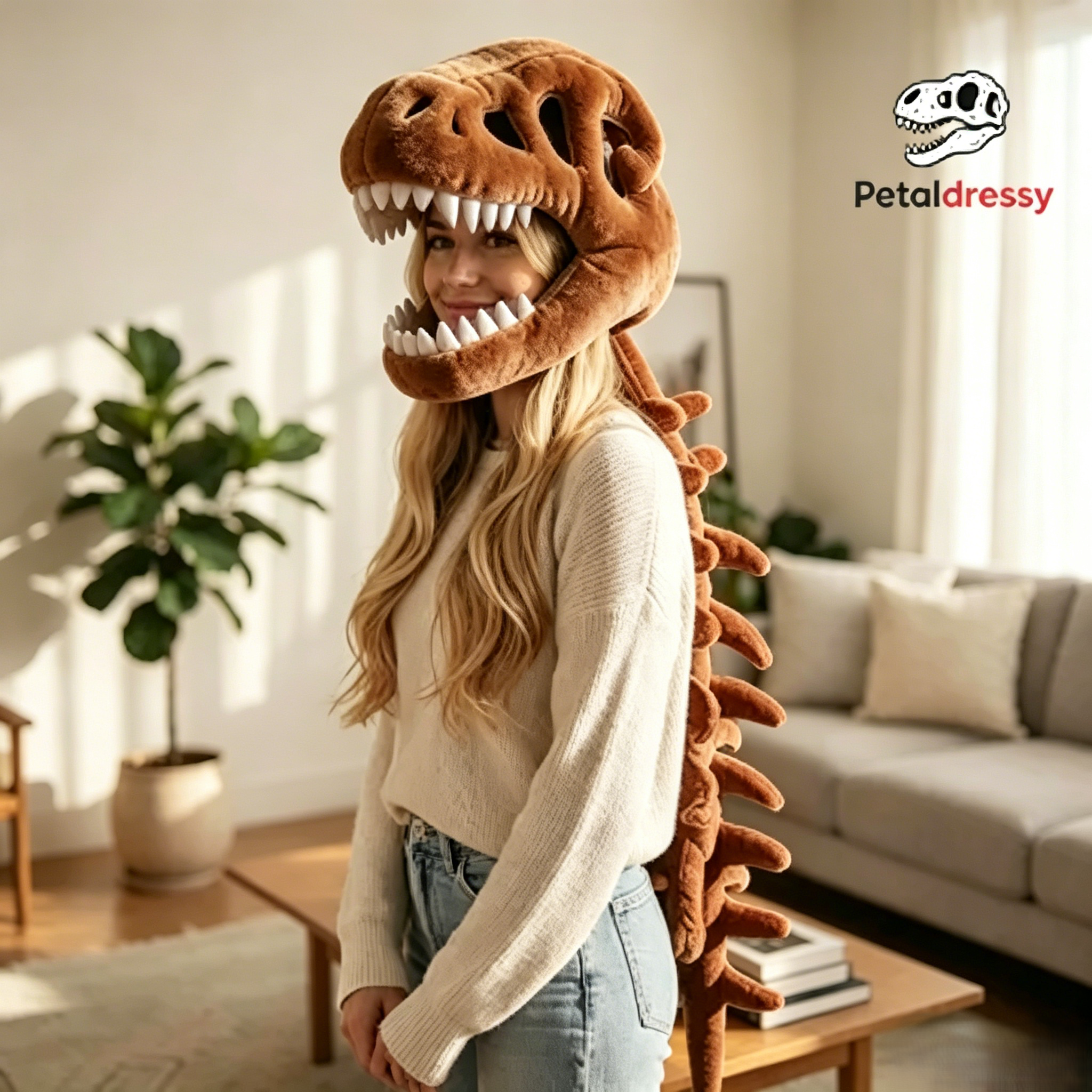 Fun Dinosaur Head Mask，petaldressy™