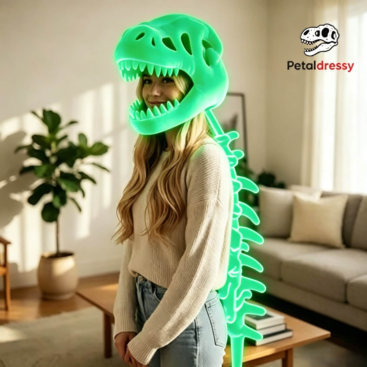 Fun Dinosaur Head Mask，petaldressy™