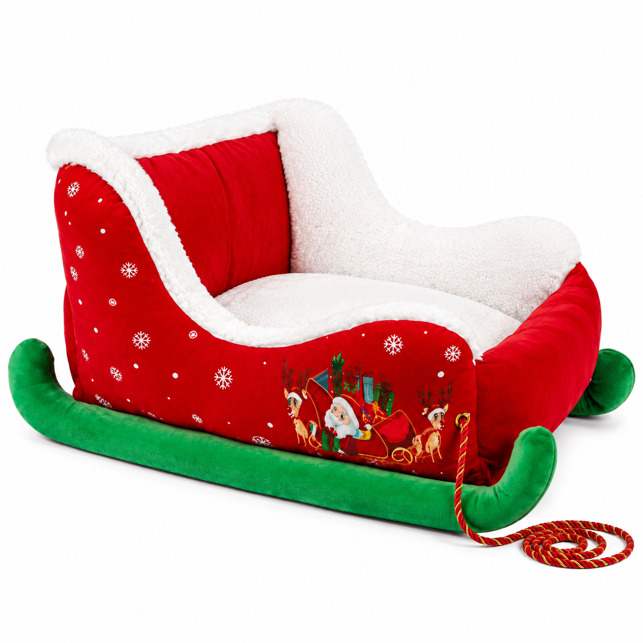 Christmas-themed cushioned pet bed