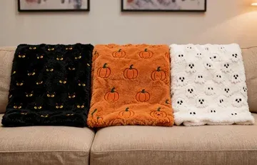Halloween Embroidered Flannel Blanket