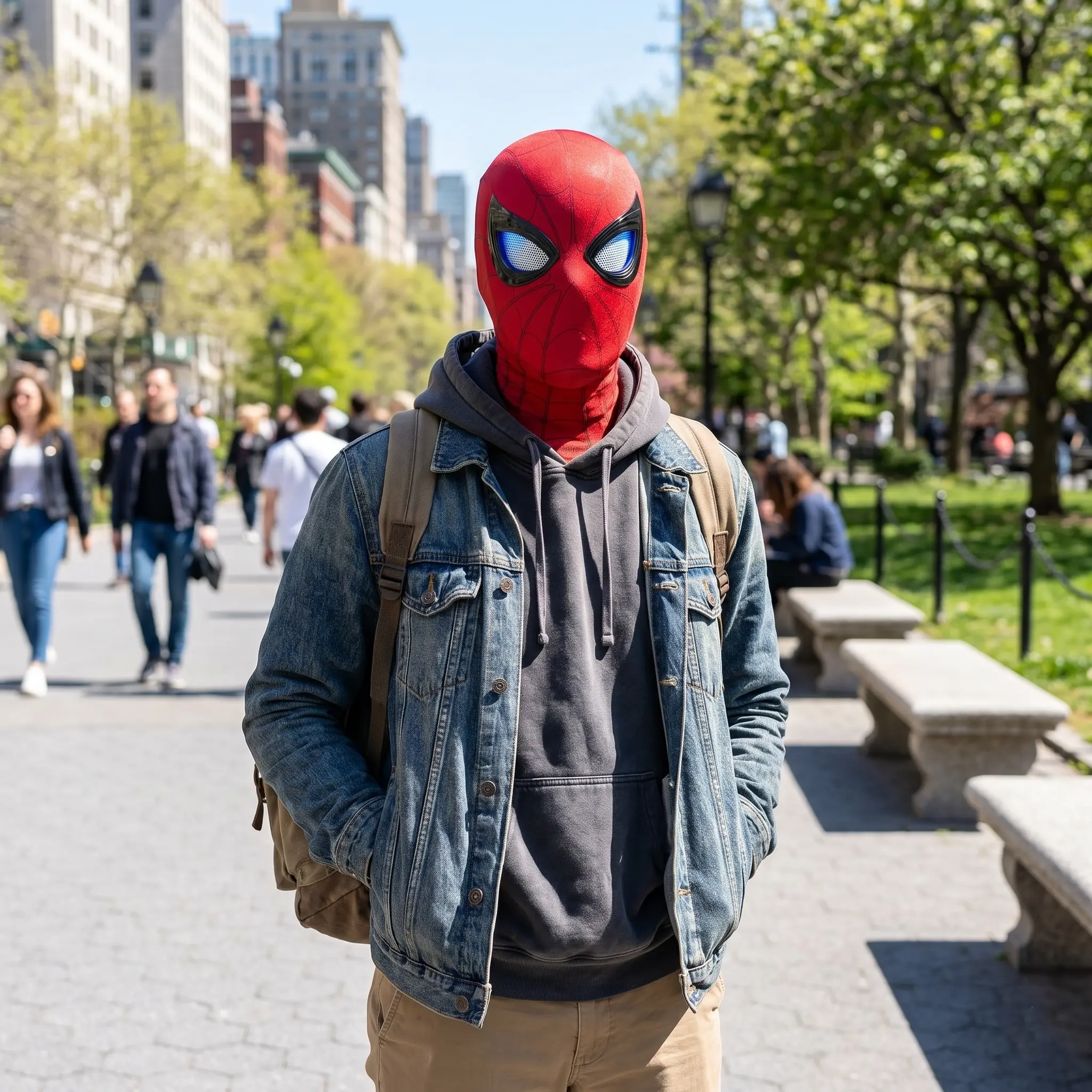 Spider-Man Hero Mask, featuring remote-controlled red and blue lights.