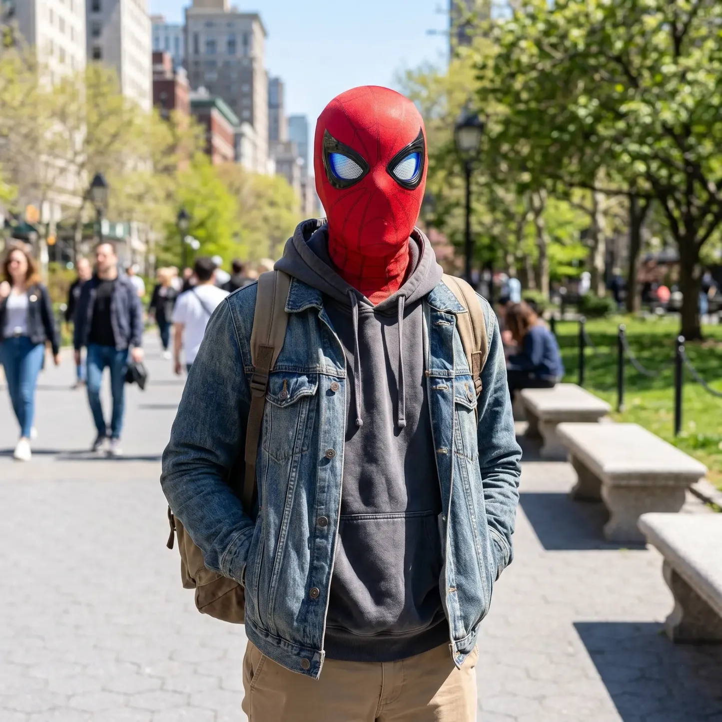 Spider-Man Hero Mask, featuring remote-controlled red and blue lights.