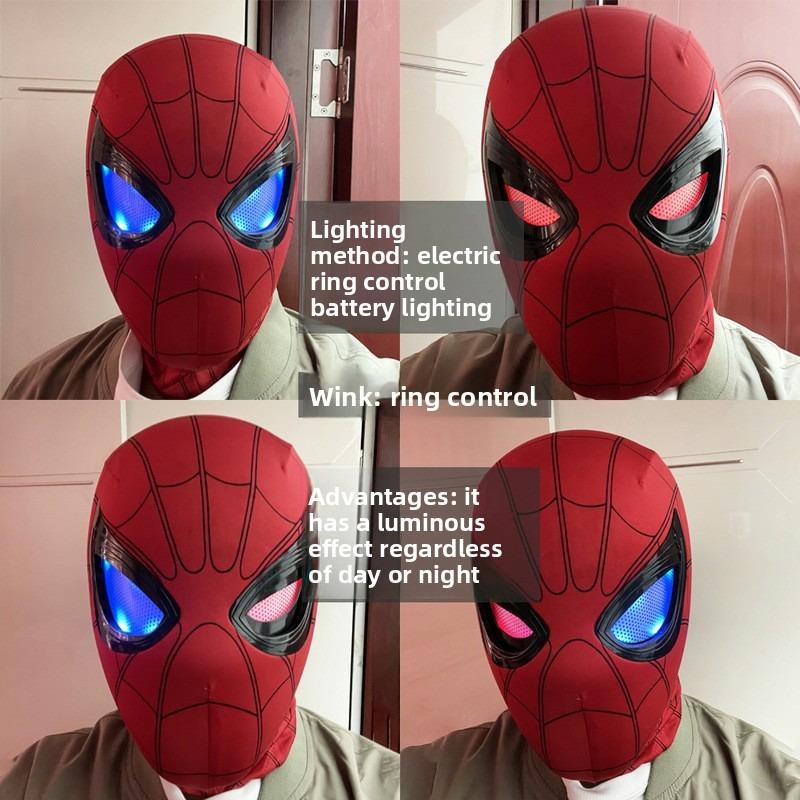 Cool Hero Mask - Remote Control Skin-friendly Red & Blue Lights - Perfect for Cosplay, Halloween, Festivals, Parties - 26cm x 19cm x 11cm - Plastic Material