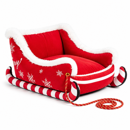 Christmas-themed cushioned pet bed