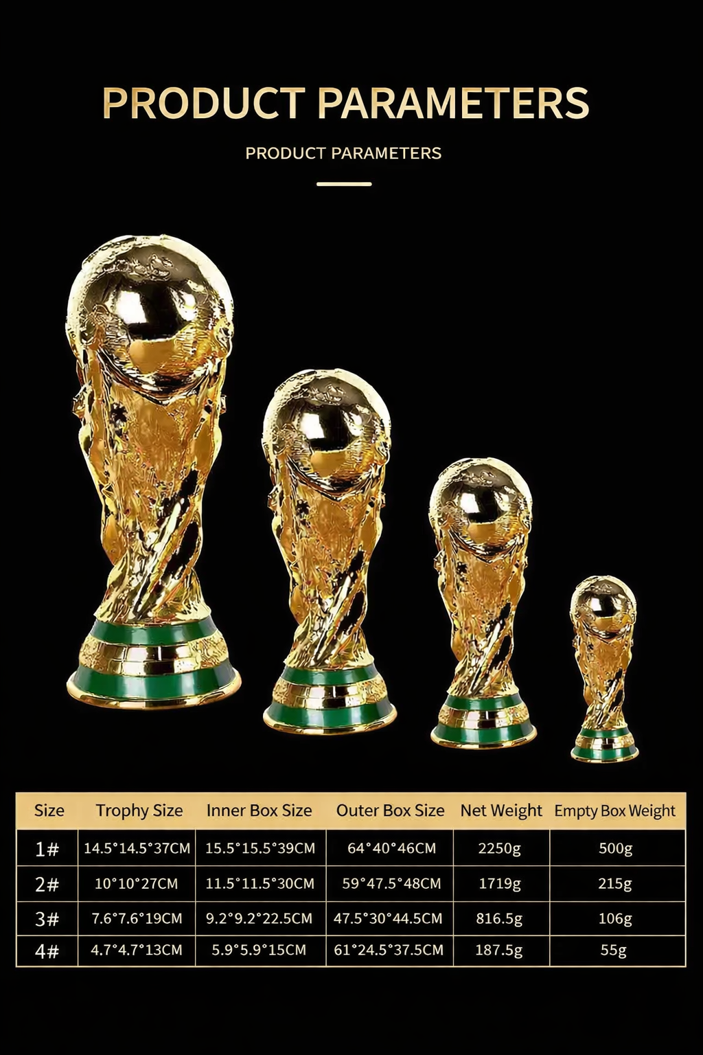 World Cup 2026 150mm 3D Trophy Replica with Pedestal