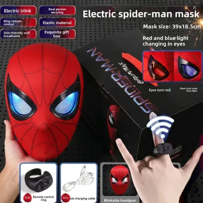 Spider-Man Hero Mask, featuring remote-controlled red and blue lights.