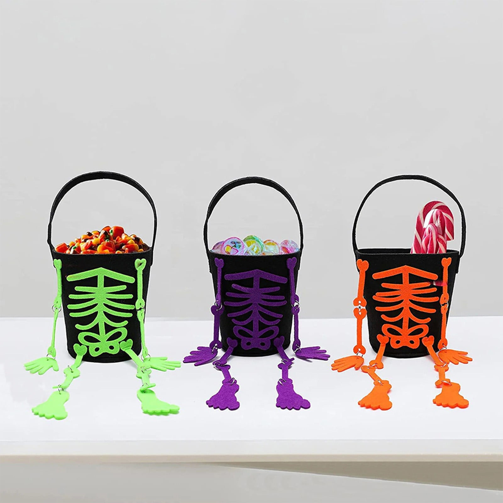 LSLJS Halloween Candy Bag,Trick or Treat Bucket,Pumpkin Design Candy Large Bags with LED Light Collapsible Ghost Multipurpose Reusable Halloween Basket for Kids Birthday Party Goodie Goody