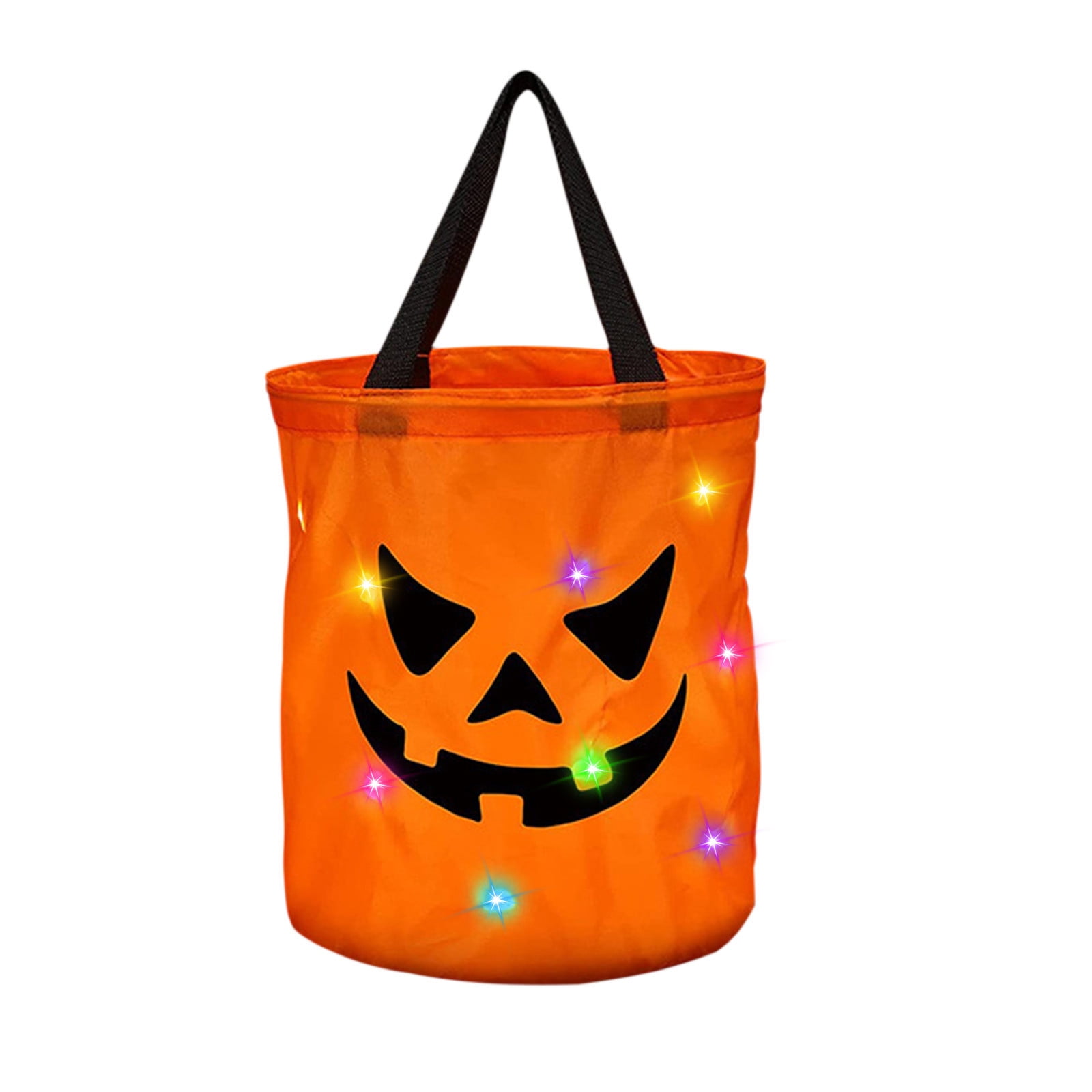 LSLJS Halloween Candy Bag,Trick or Treat Bucket,Pumpkin Design Candy Large Bags with LED Light Collapsible Ghost Multipurpose Reusable Halloween Basket for Kids Birthday Party Goodie Goody