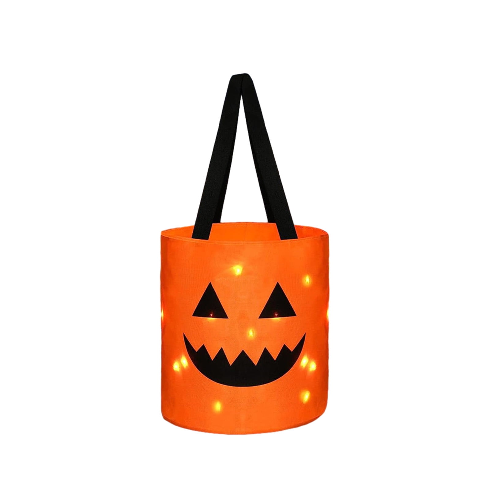 LSLJS Halloween Candy Bag,Trick or Treat Bucket,Pumpkin Design Candy Large Bags with LED Light Collapsible Ghost Multipurpose Reusable Halloween Basket for Kids Birthday Party Goodie Goody