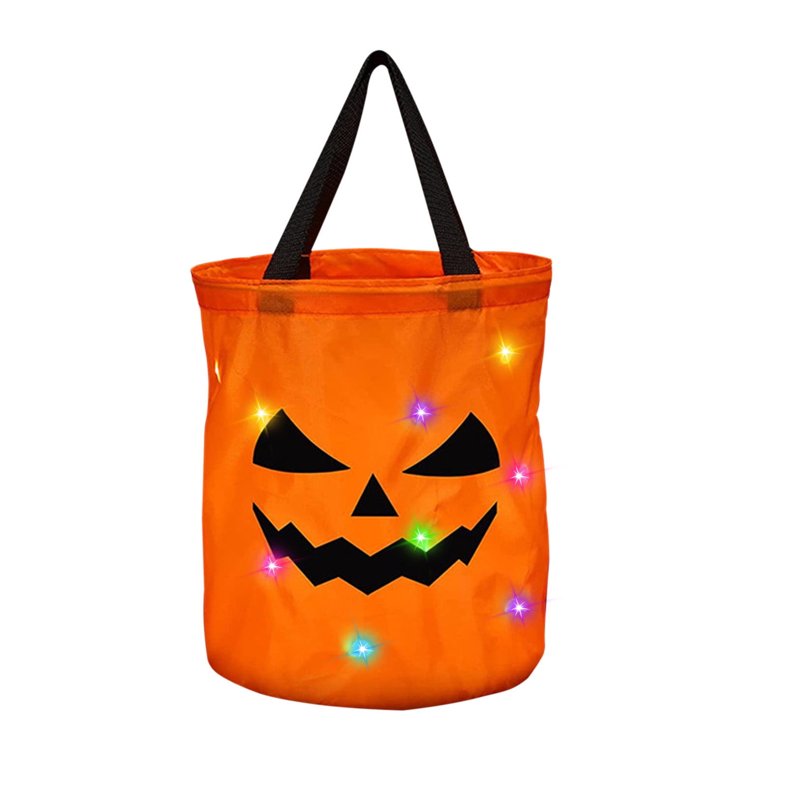 LSLJS Halloween Candy Bag,Trick or Treat Bucket,Pumpkin Design Candy Large Bags with LED Light Collapsible Ghost Multipurpose Reusable Halloween Basket for Kids Birthday Party Goodie Goody