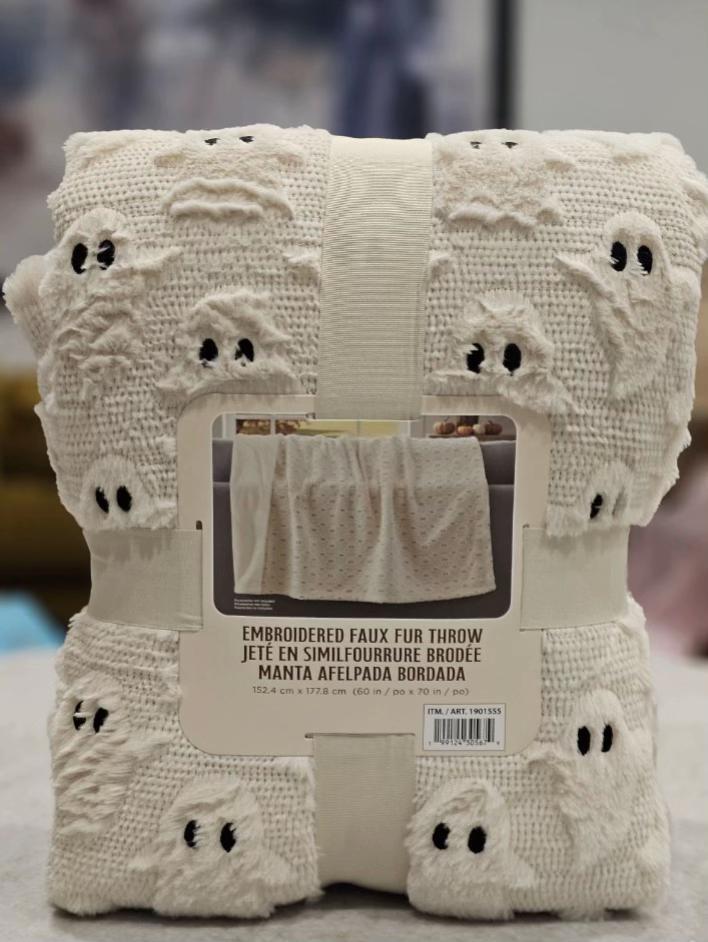 Halloween Embroidered Flannel Blanket