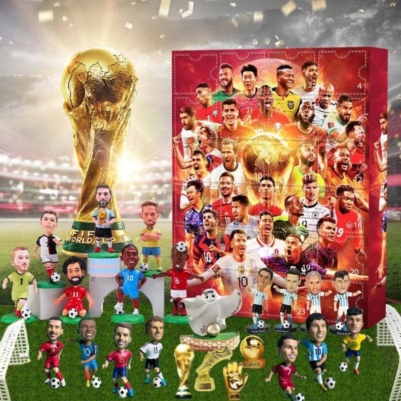 1 set of World Cup arrival calendar, World Cup football blind box, fun character desktop display, perfect holiday gift
