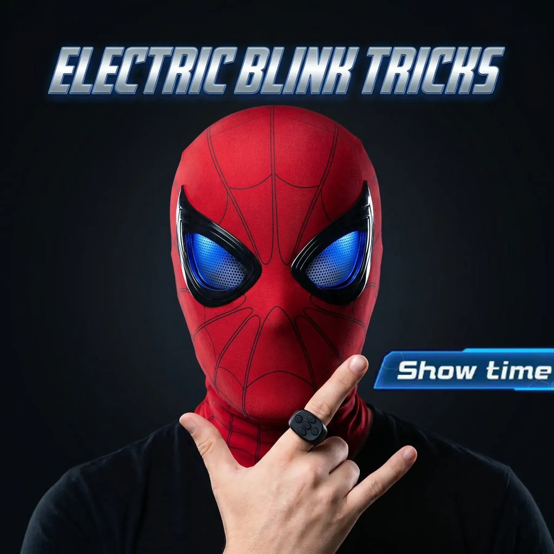 Spider-Man Hero Mask, featuring remote-controlled red and blue lights.