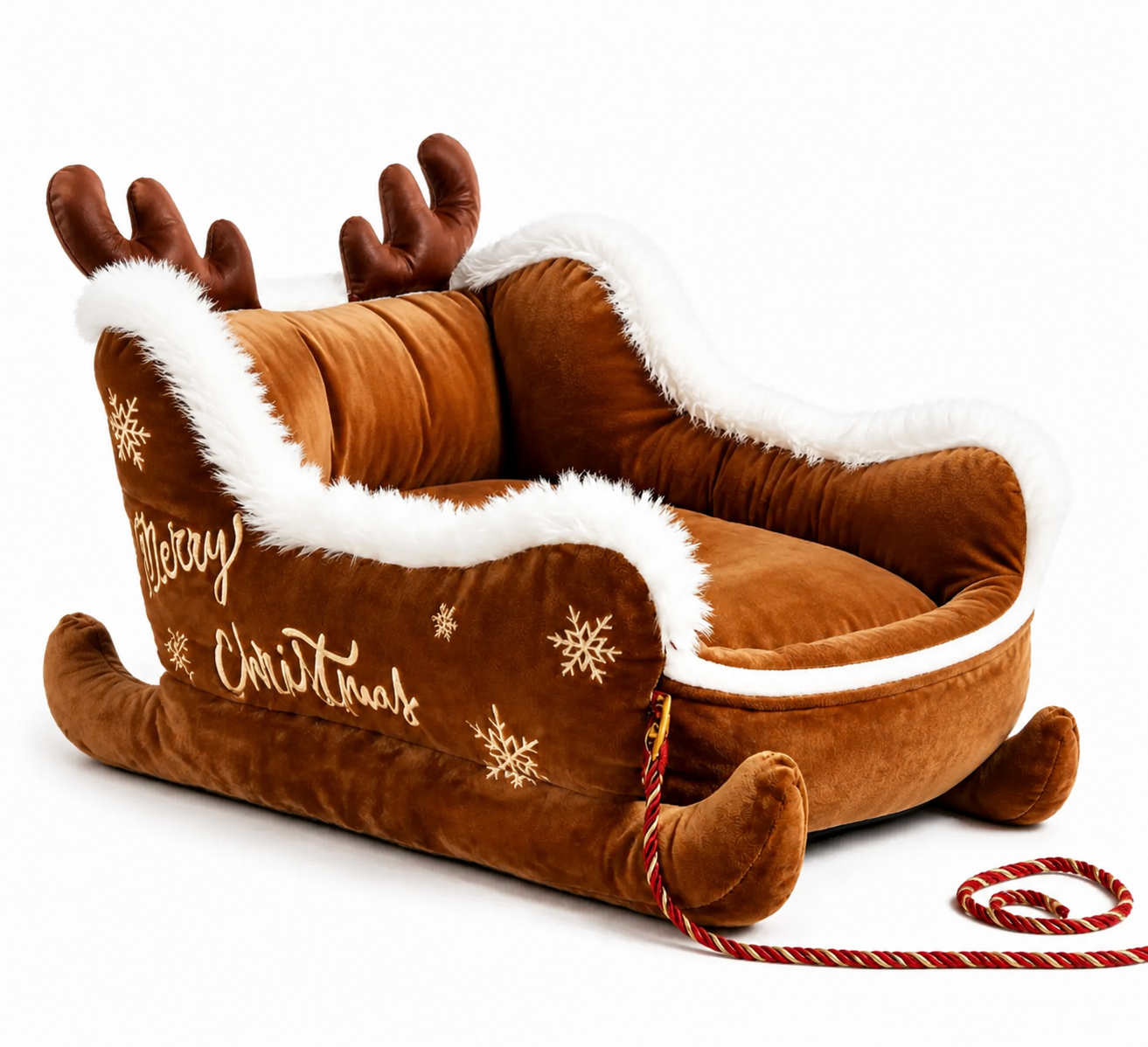 Christmas-themed cushioned pet bed
