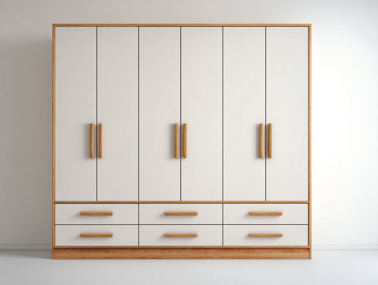 Armadio-legno ingegnerizzato-238x56x218 cm-bianco-rovere chiaro-design moderno-Craftmyyard