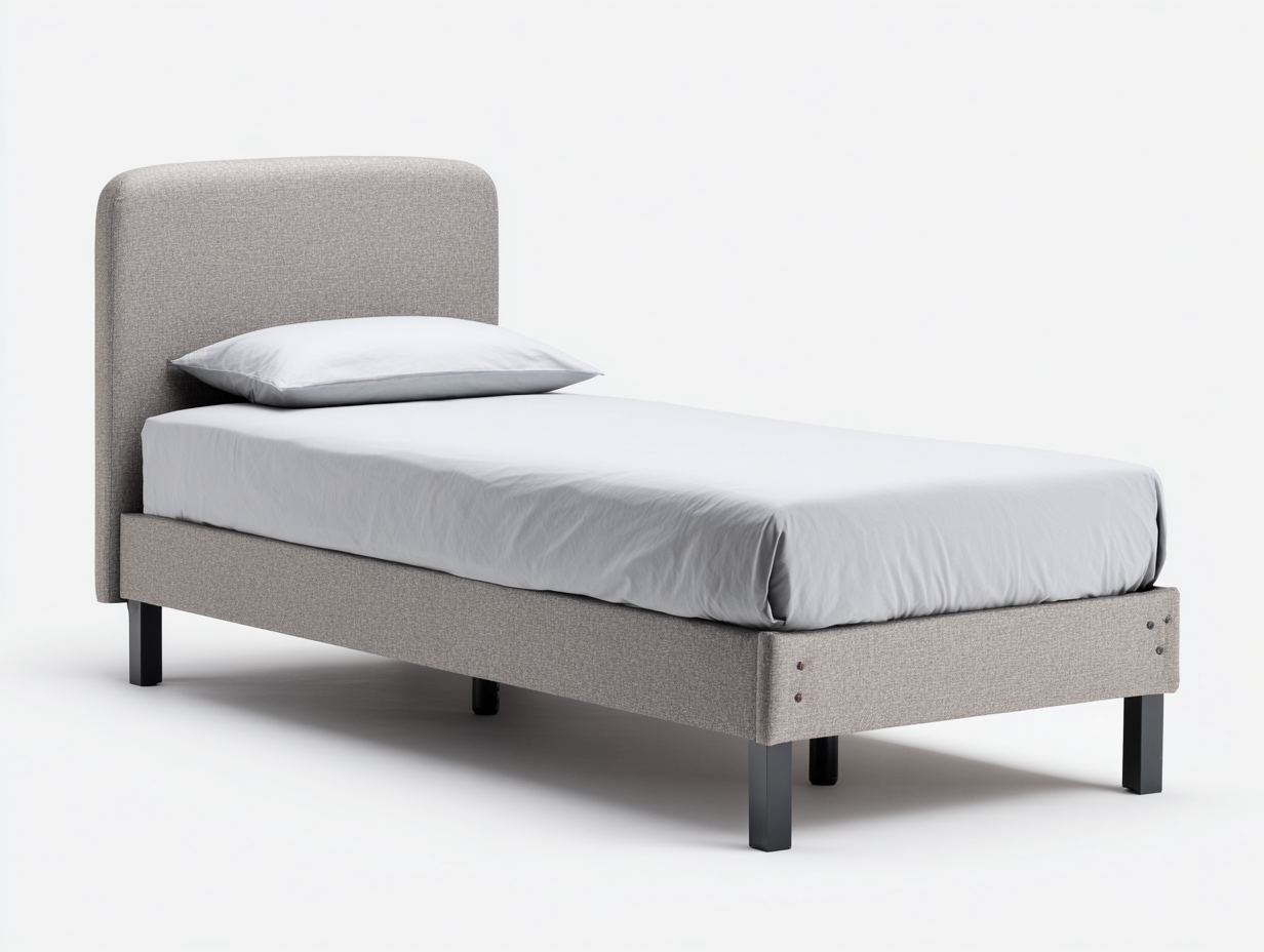 Letto singolo-tessuto-legno-195x93x90 cm-grigio chiaro-design moderno-Craftmyyard