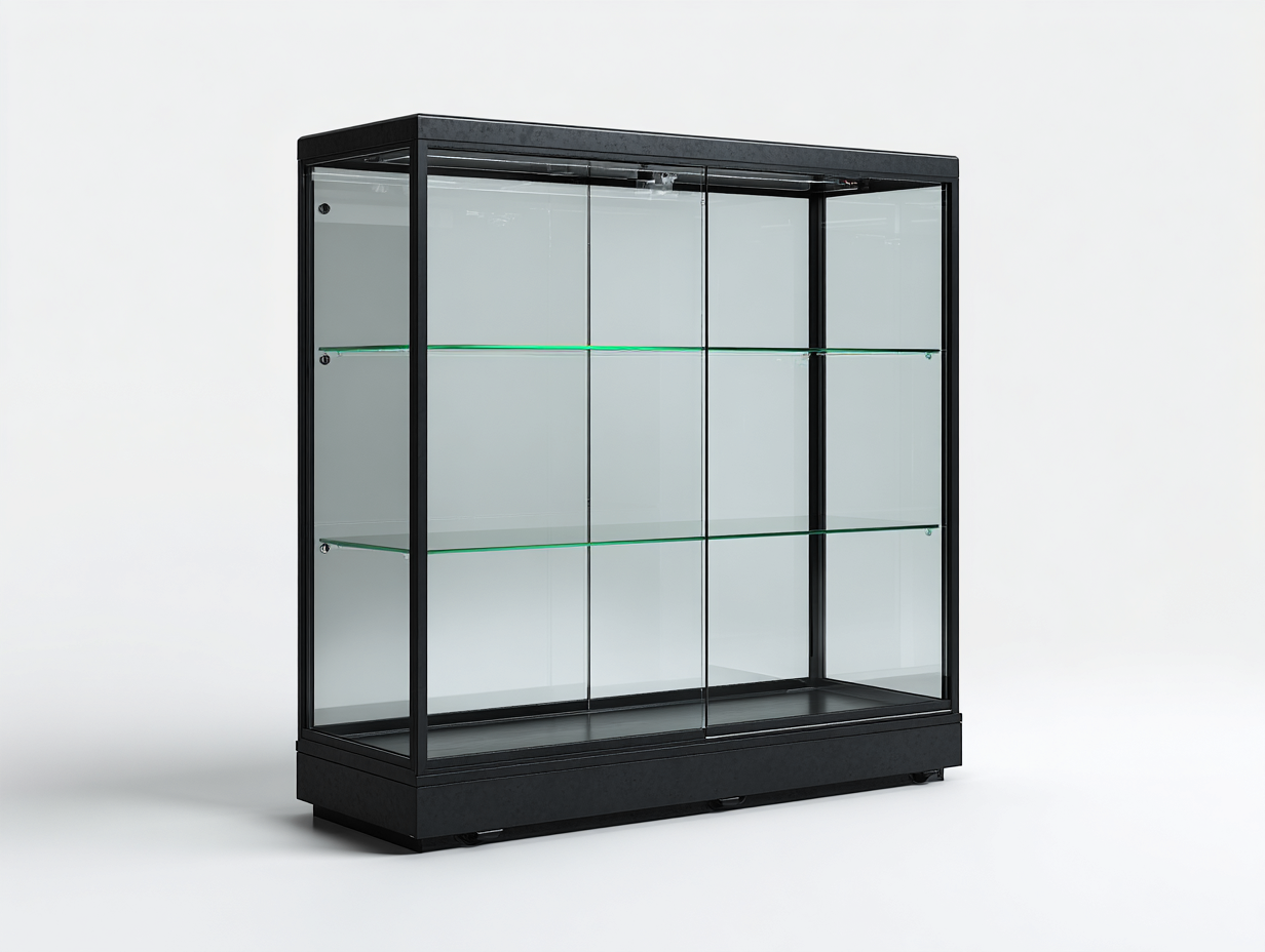 Vetrina-Vetro-Metallo-160x45x180 cm-Nero-Design moderno-Craftmyyard