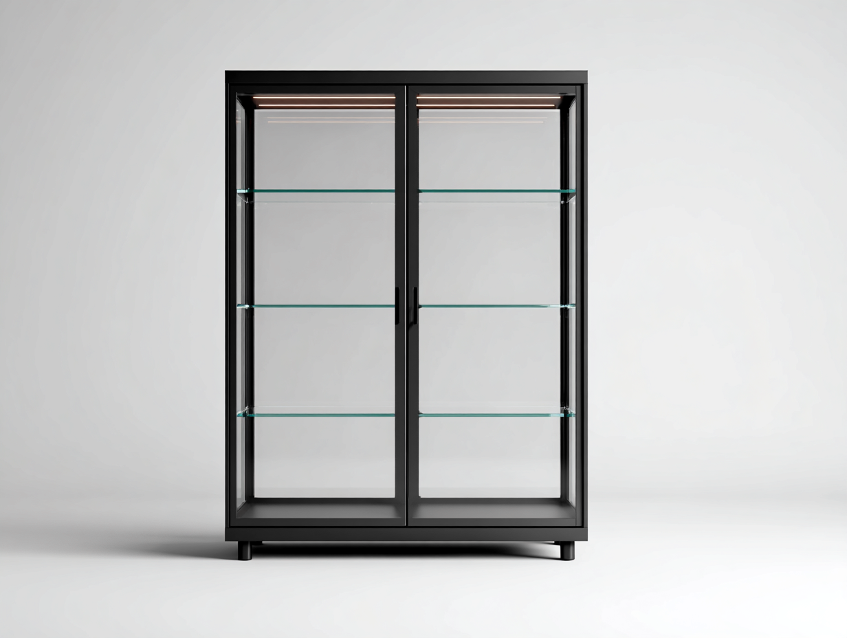 Vetrina-Vetro-Metallo-100x45x190 cm-Nero-Design moderno-Craftmyyard