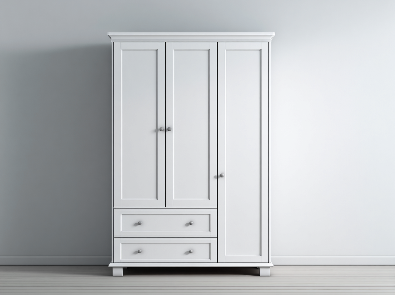 Armadio-legno ingegnerizzato-155x60x210 cm-bianco-stile classico-Craftmyyard