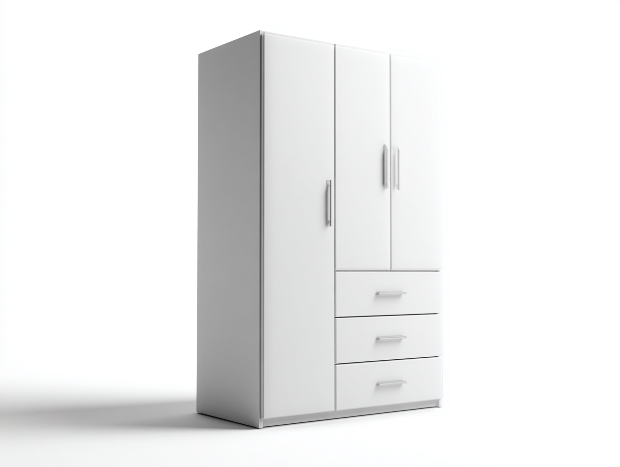 Armadio-legno ingegnerizzato-120x55x205 cm-bianco-design moderno-Craftmyyard