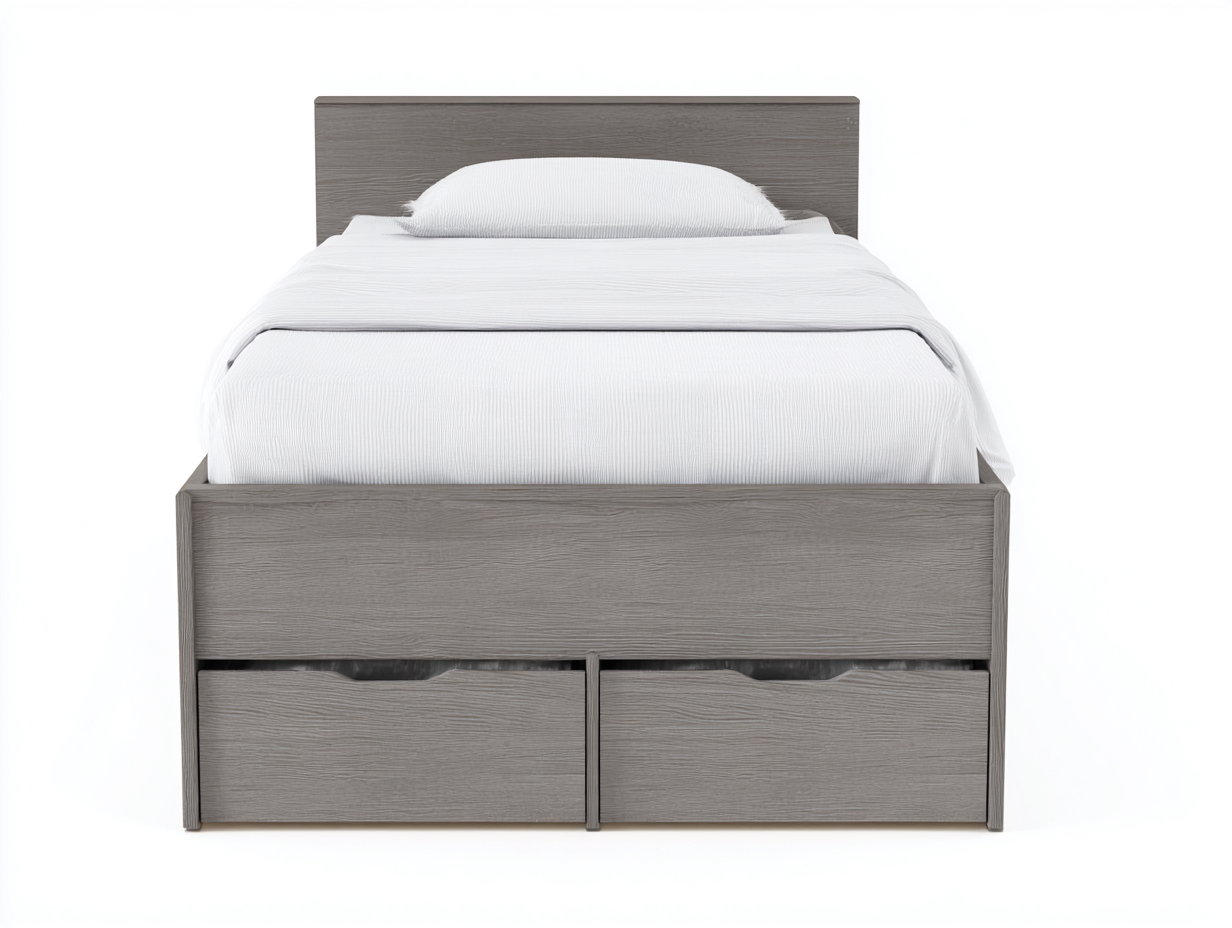 Letto singolo-legno-198x96x85 cm-grigio-design moderno-Craftmyyard