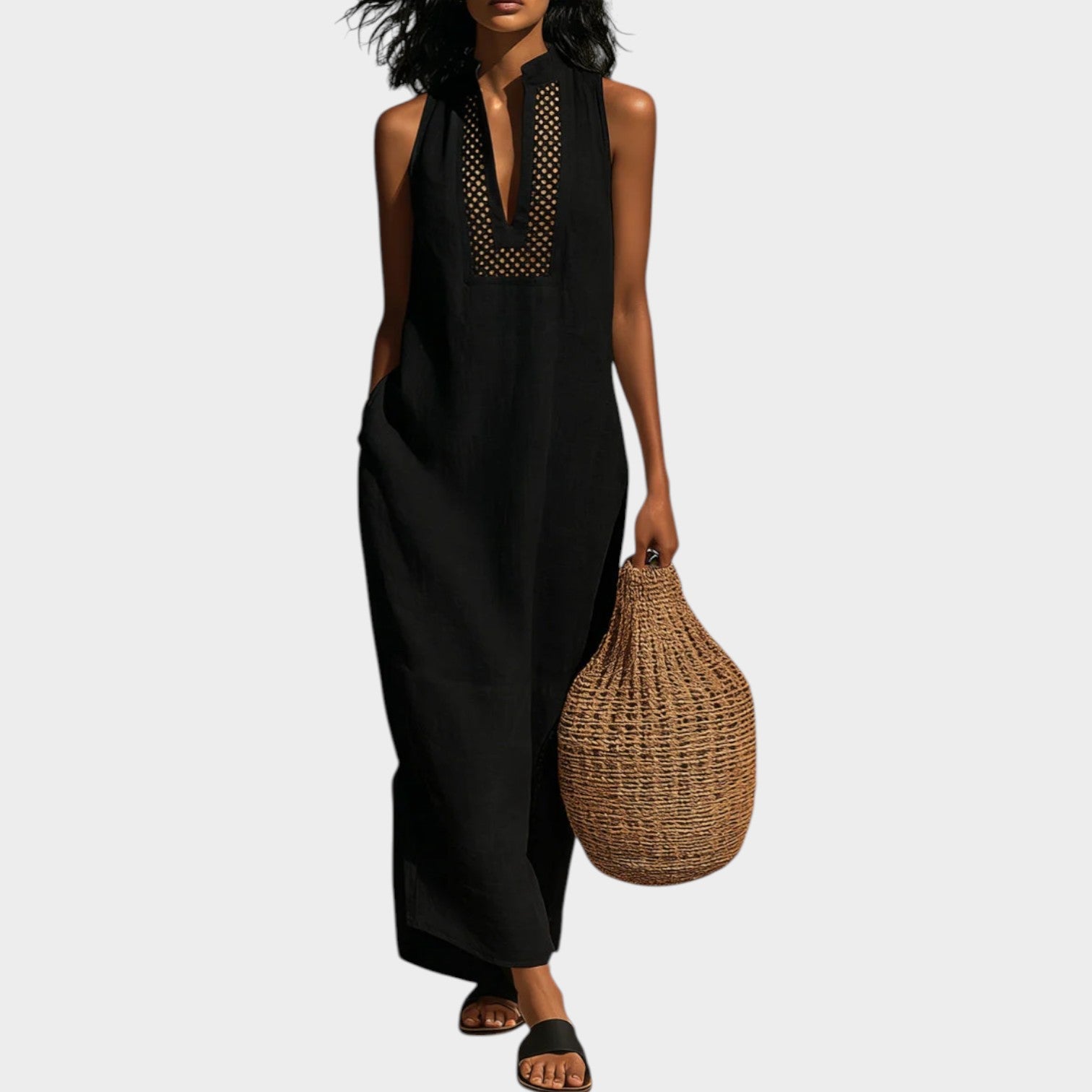 Sleeveless Embroidered Maxi Dress