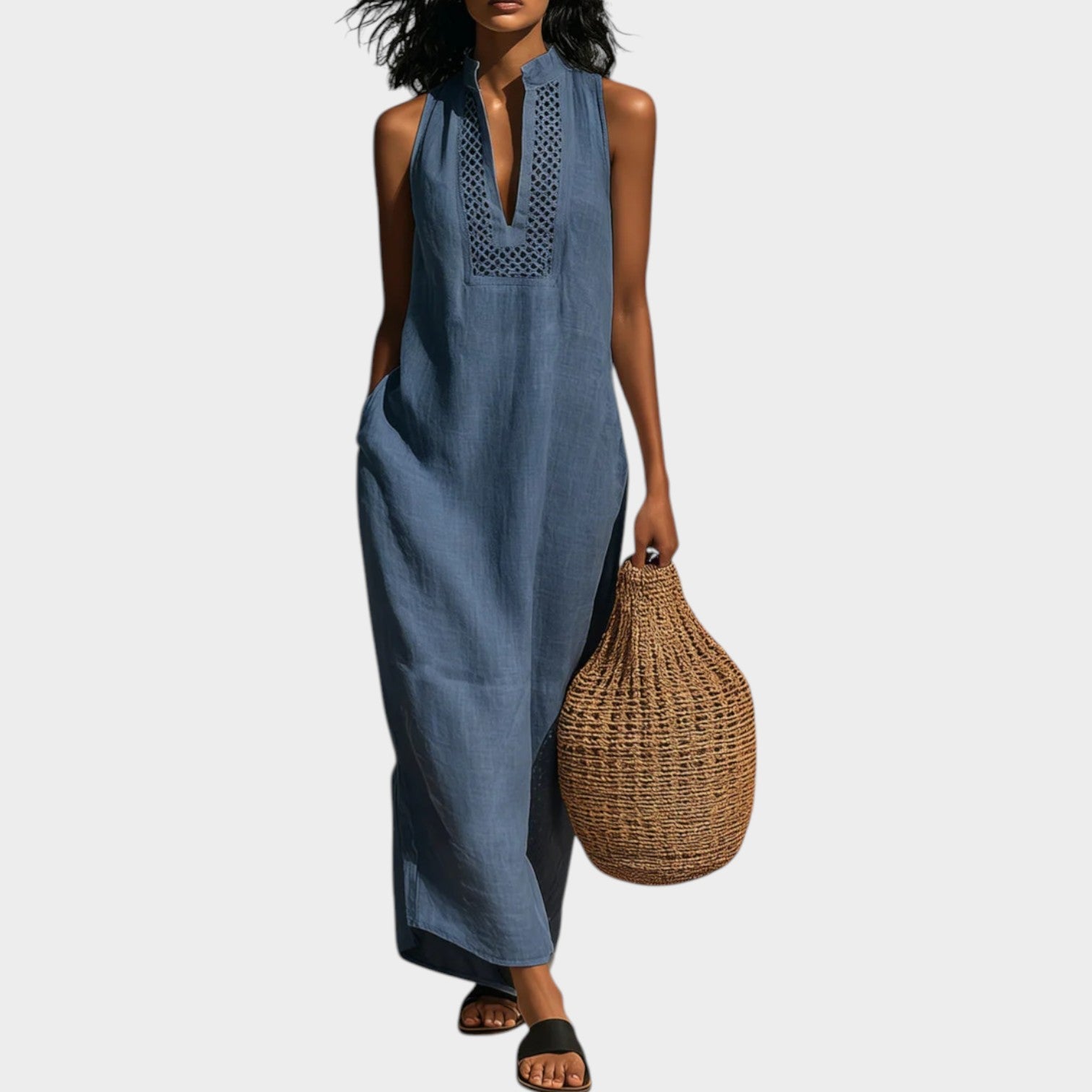 Sleeveless Embroidered Maxi Dress