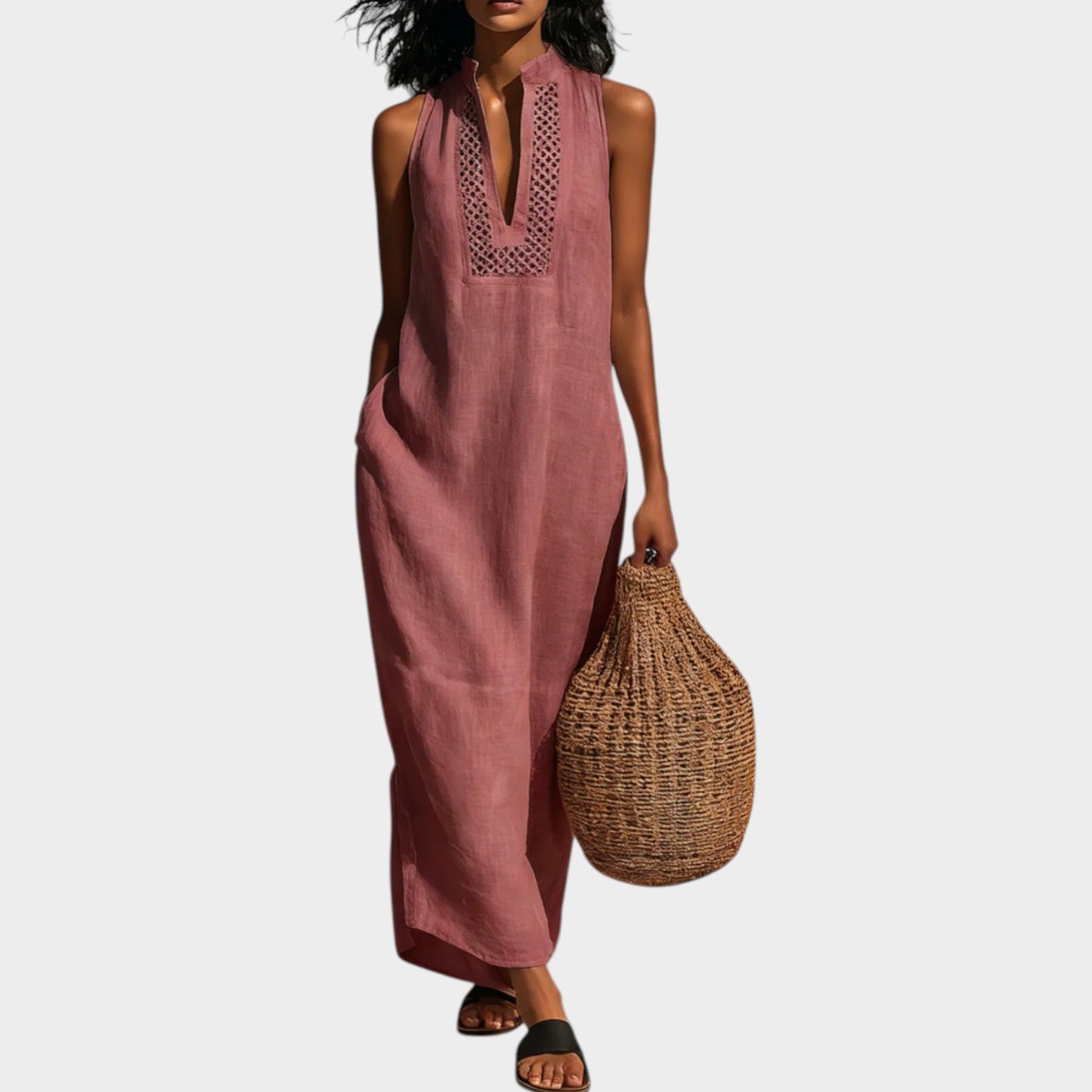 Sleeveless Embroidered Maxi Dress
