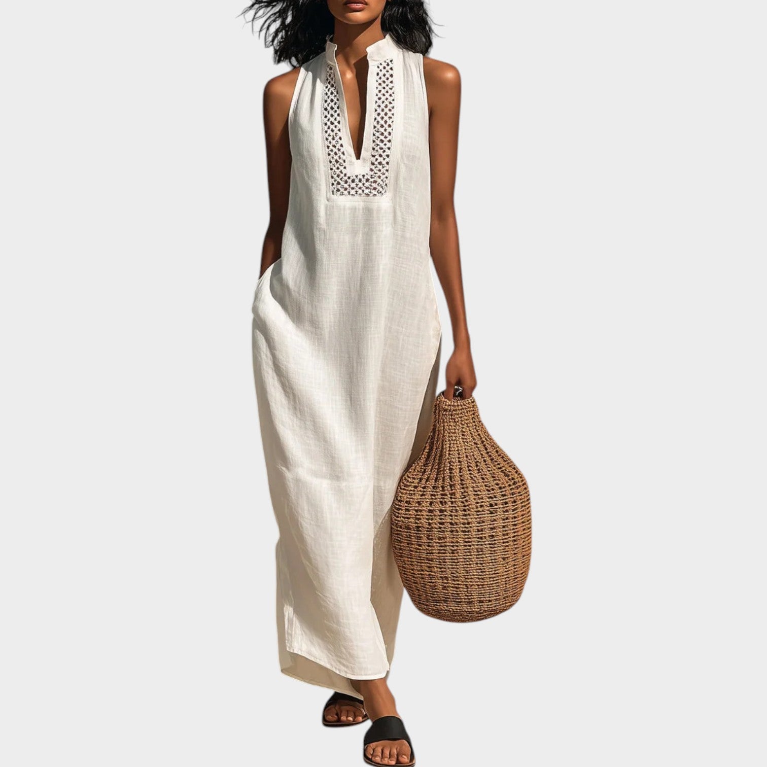 Sleeveless Embroidered Maxi Dress