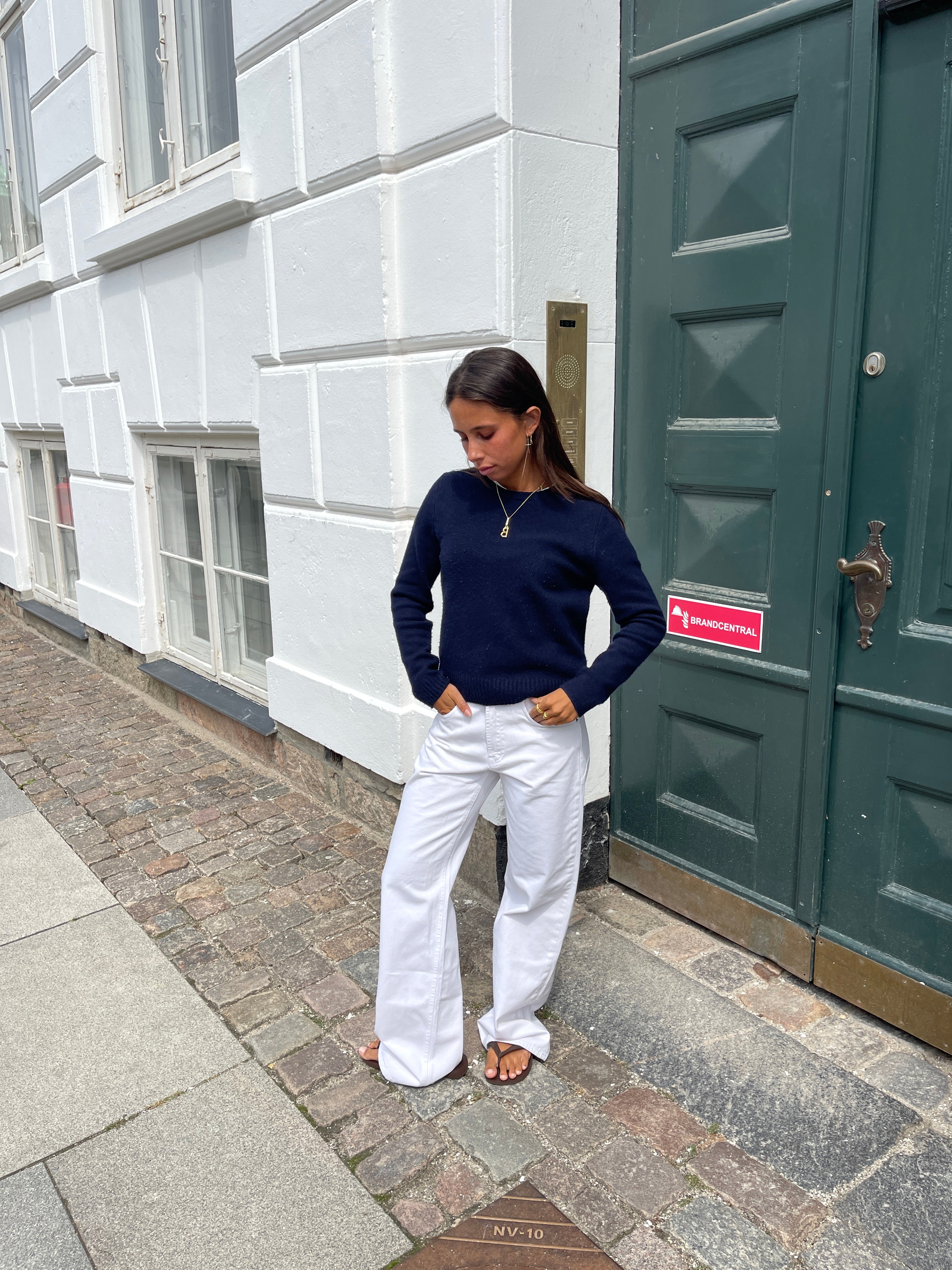 Star jeans with brown stars - White
