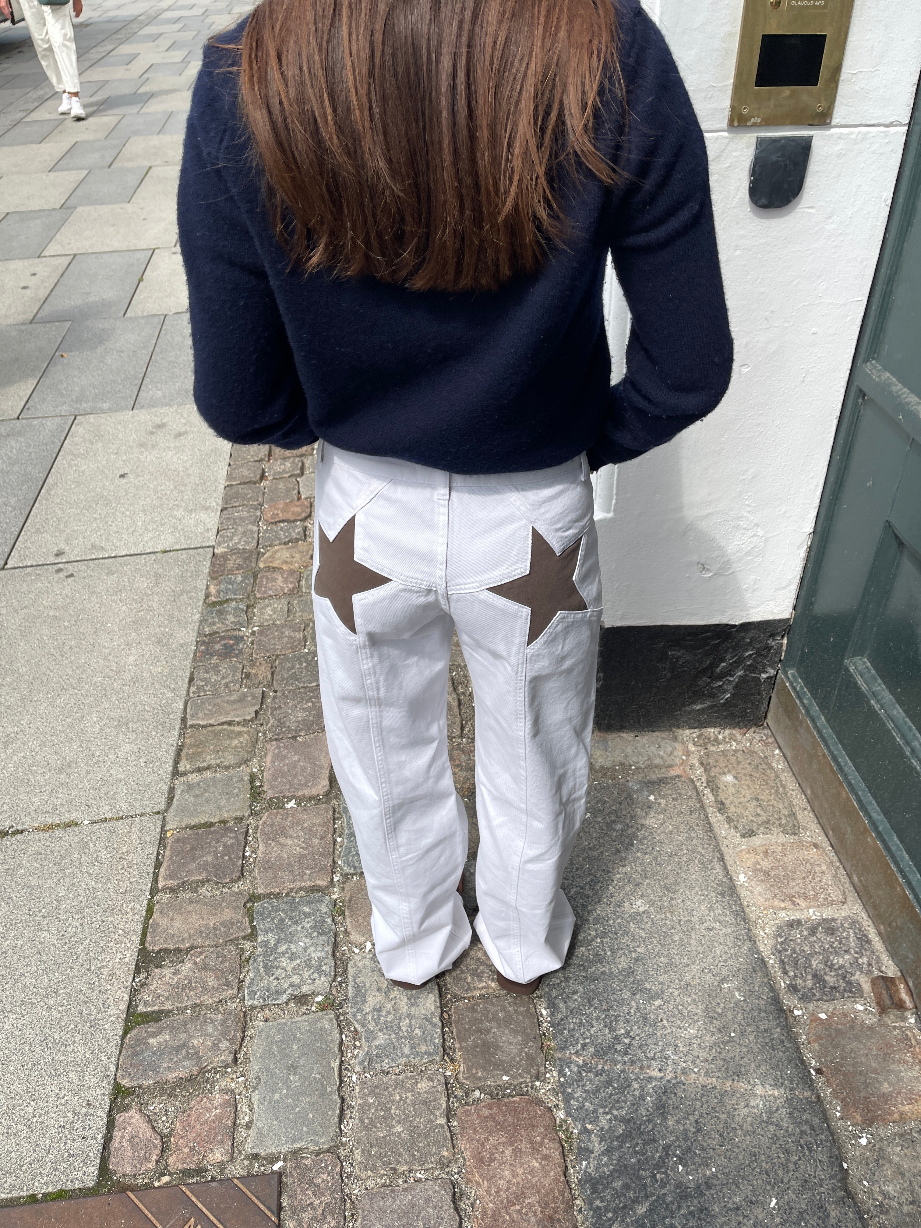 Star jeans with brown stars - White