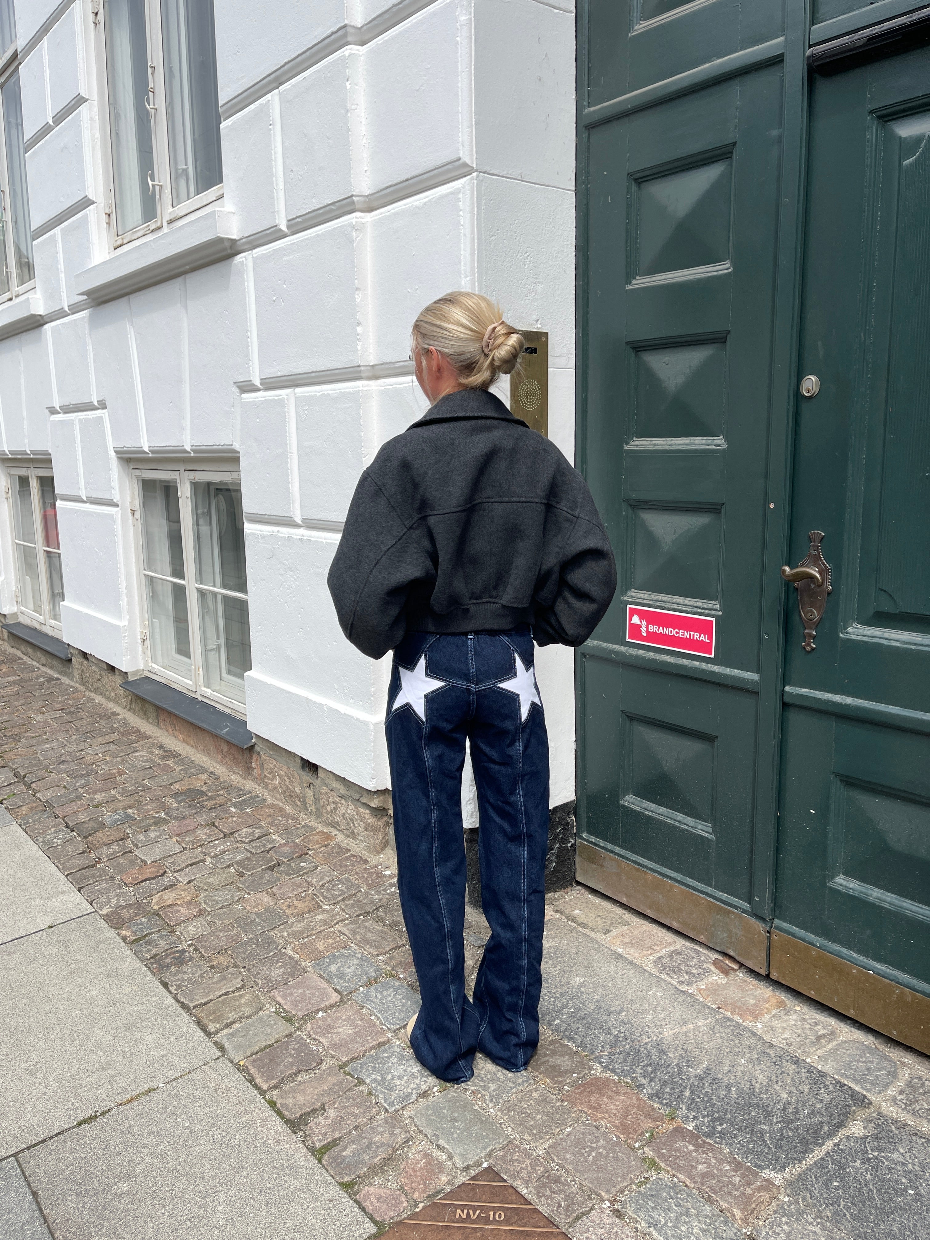 Star jeans with white stars - Dark denim